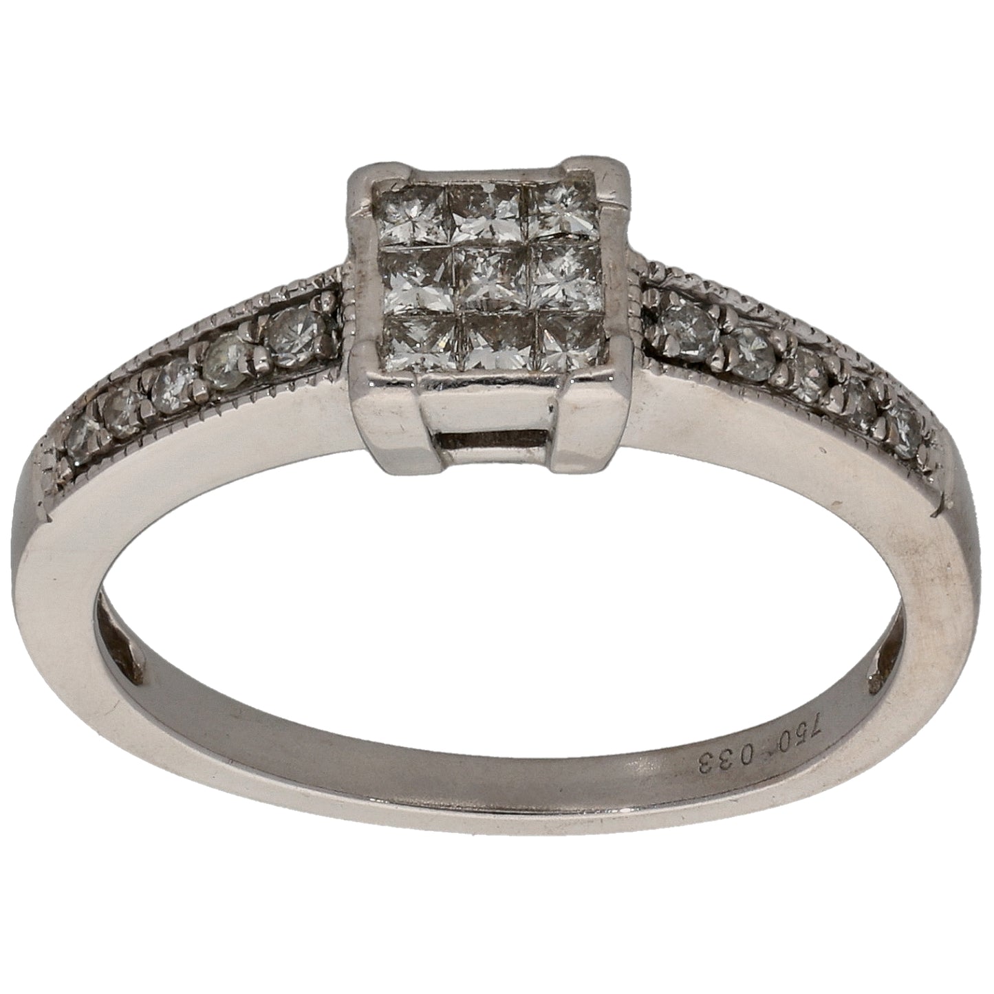 18ct White Gold 0.55ct Diamond Cluster Ring Size P