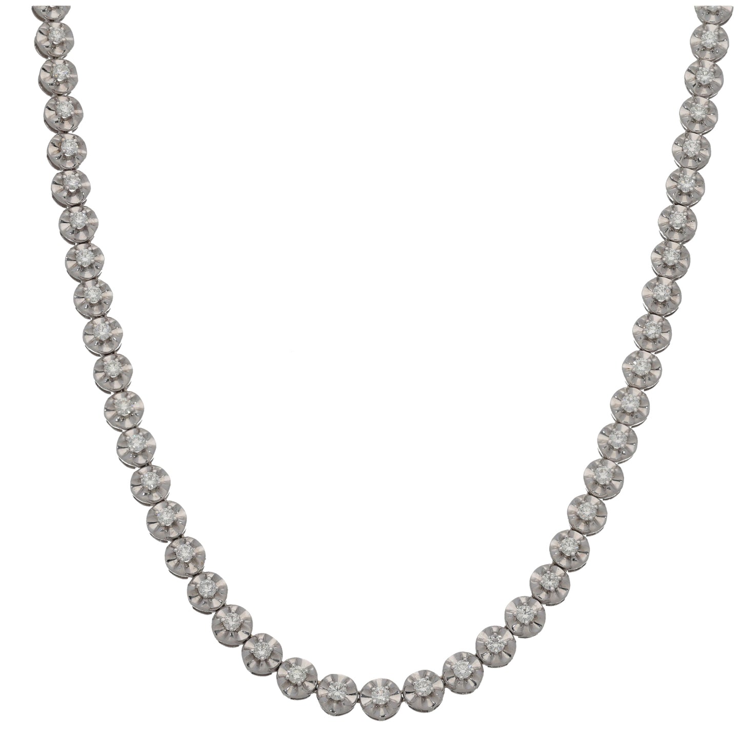 14ct White Gold 6.65ct Diamond Fancy Necklace 32"