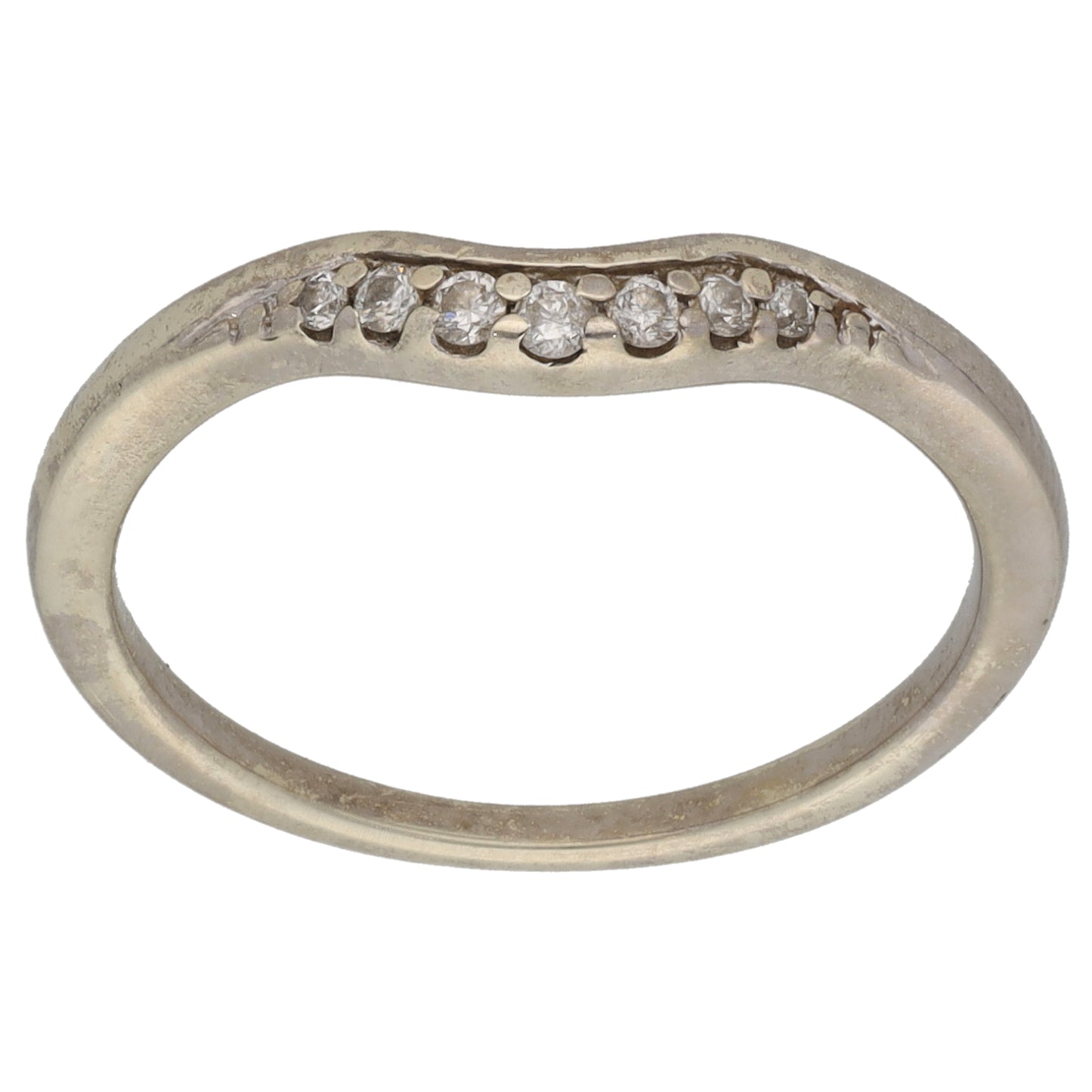 9ct White Gold 0.07ct Diamond Wishbone Ring Size L