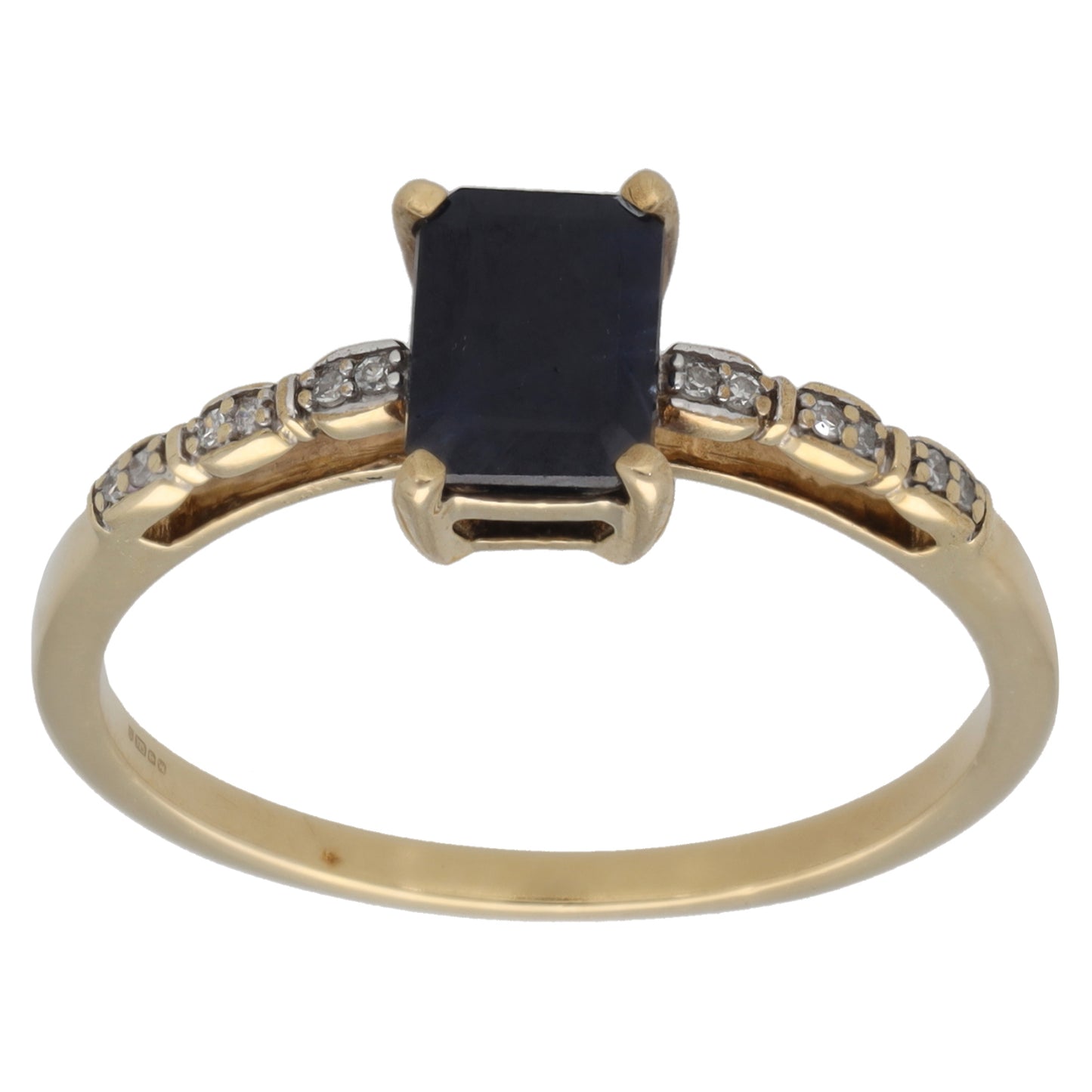 9ct Gold Sapphire & 0.06ct Diamond Dress/Cocktail Ring Size P
