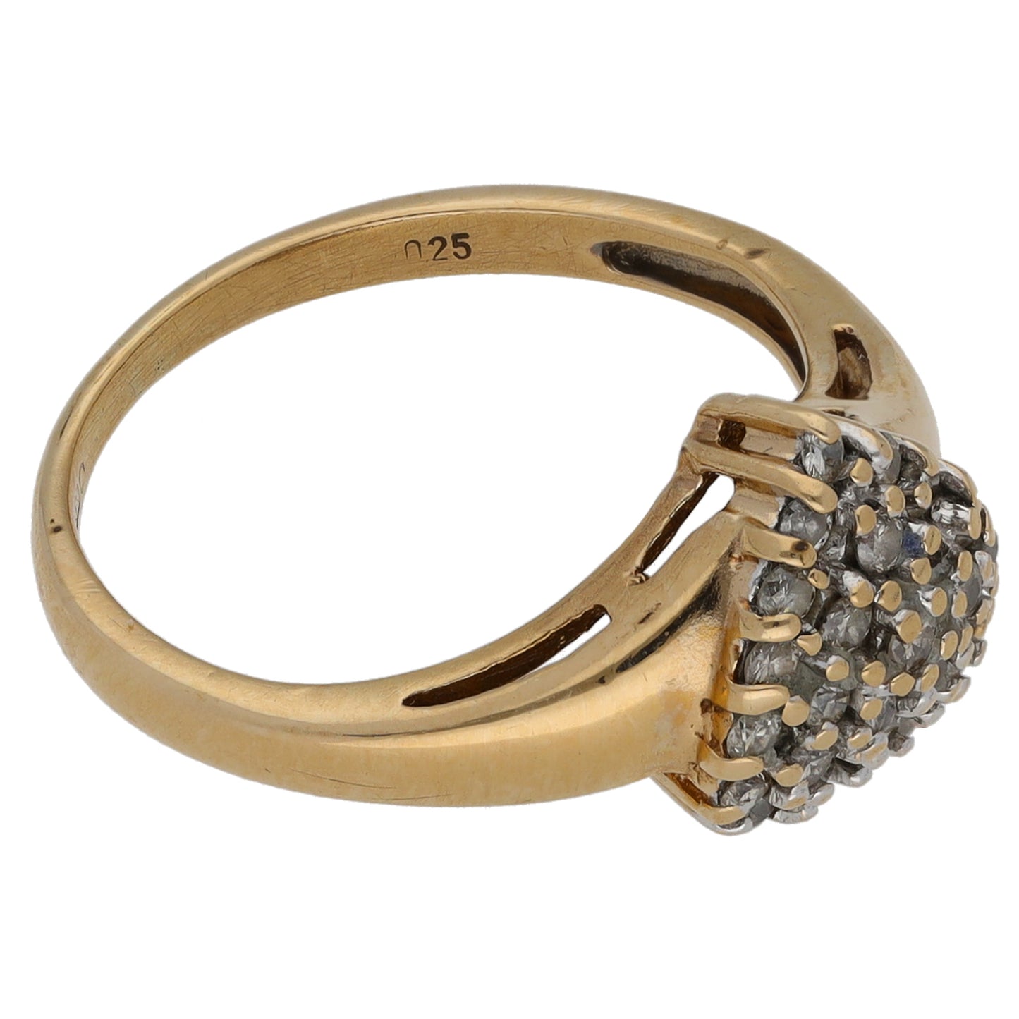 9ct Gold 0.25ct Diamond Heart Cluster Ring Size K