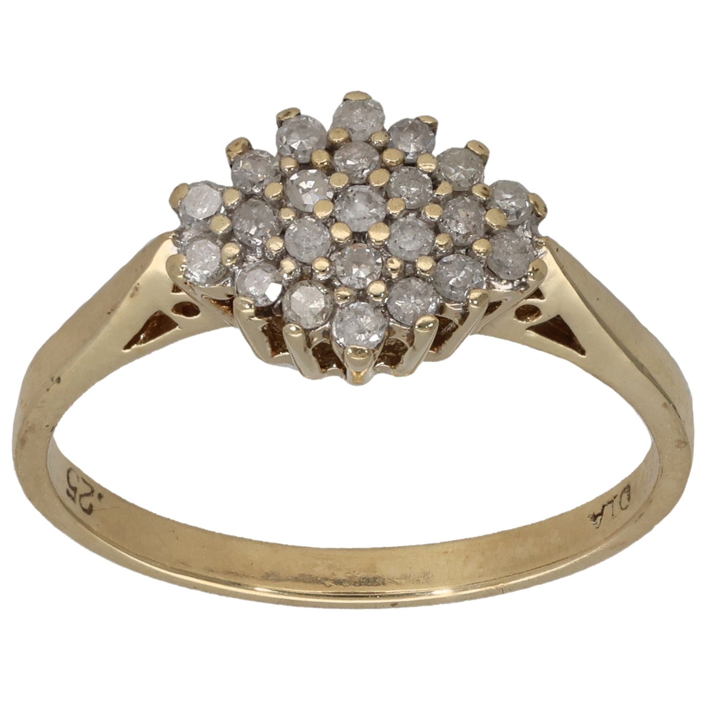 9ct Gold 0.25ct Diamond Cluster Ring Size N