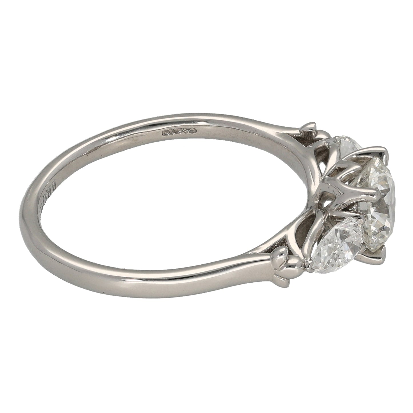 Platinum 1.40ct Diamond Trilogy Ring Size O