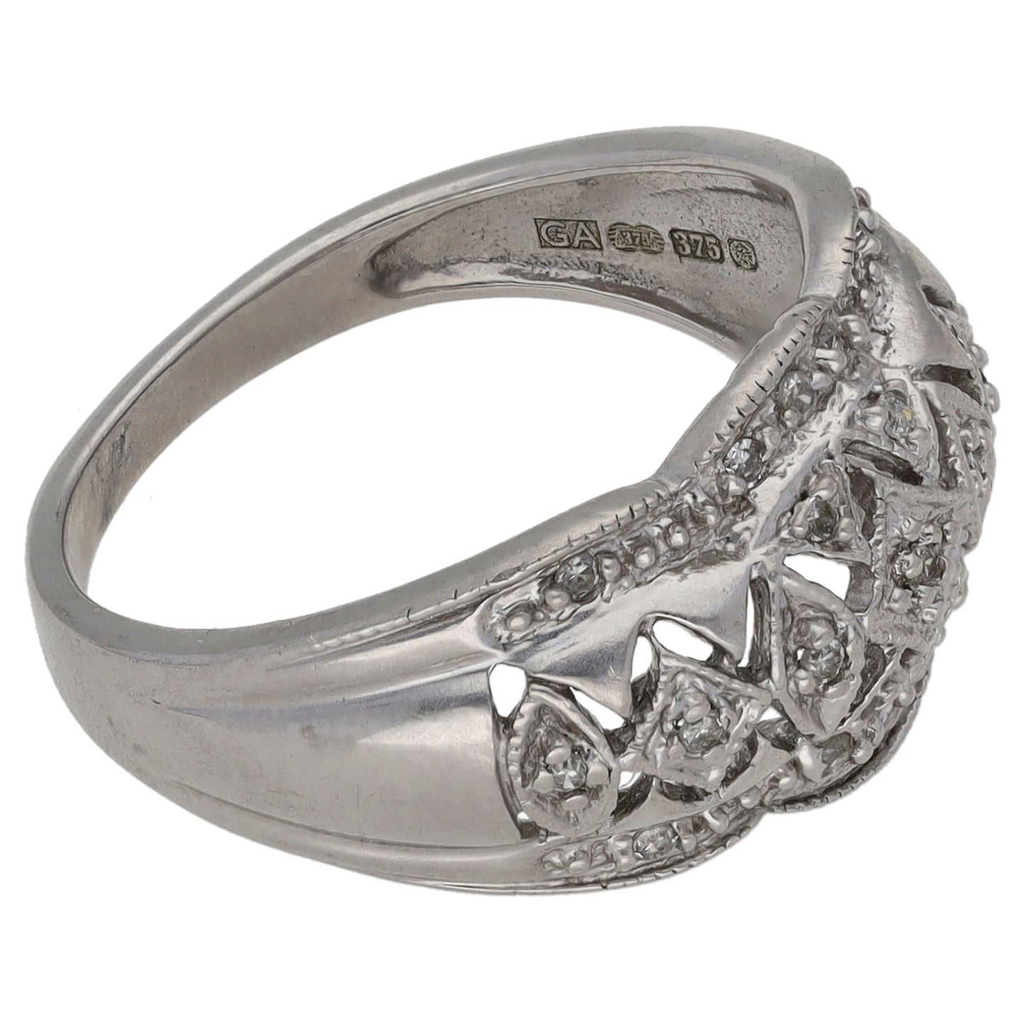 9ct White Gold 0.085ct Diamond Dress/Cocktail Ring Size M