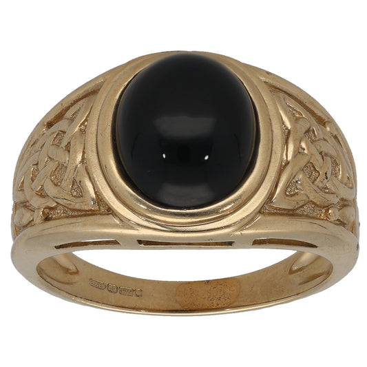 9ct Gold Onyx Single Stone Signet Ring Size W