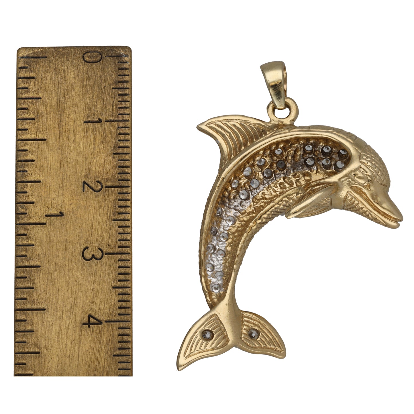 9ct Gold Imitation Gems Dolphin Pendant