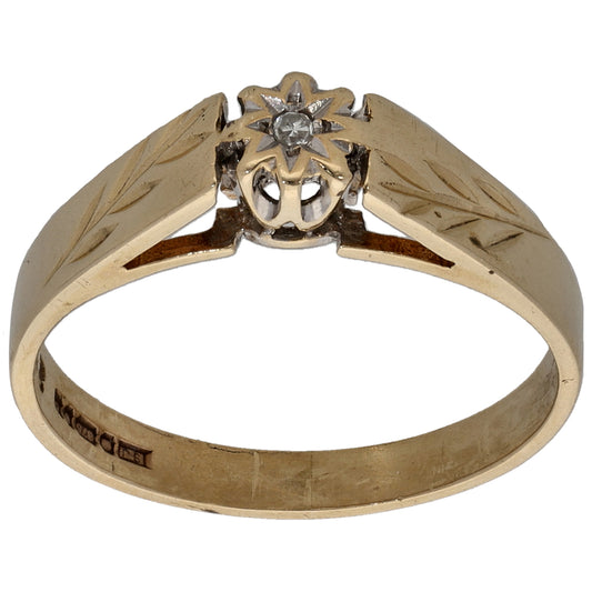 9ct Gold 0.01ct Diamond Solitaire Ring Size L