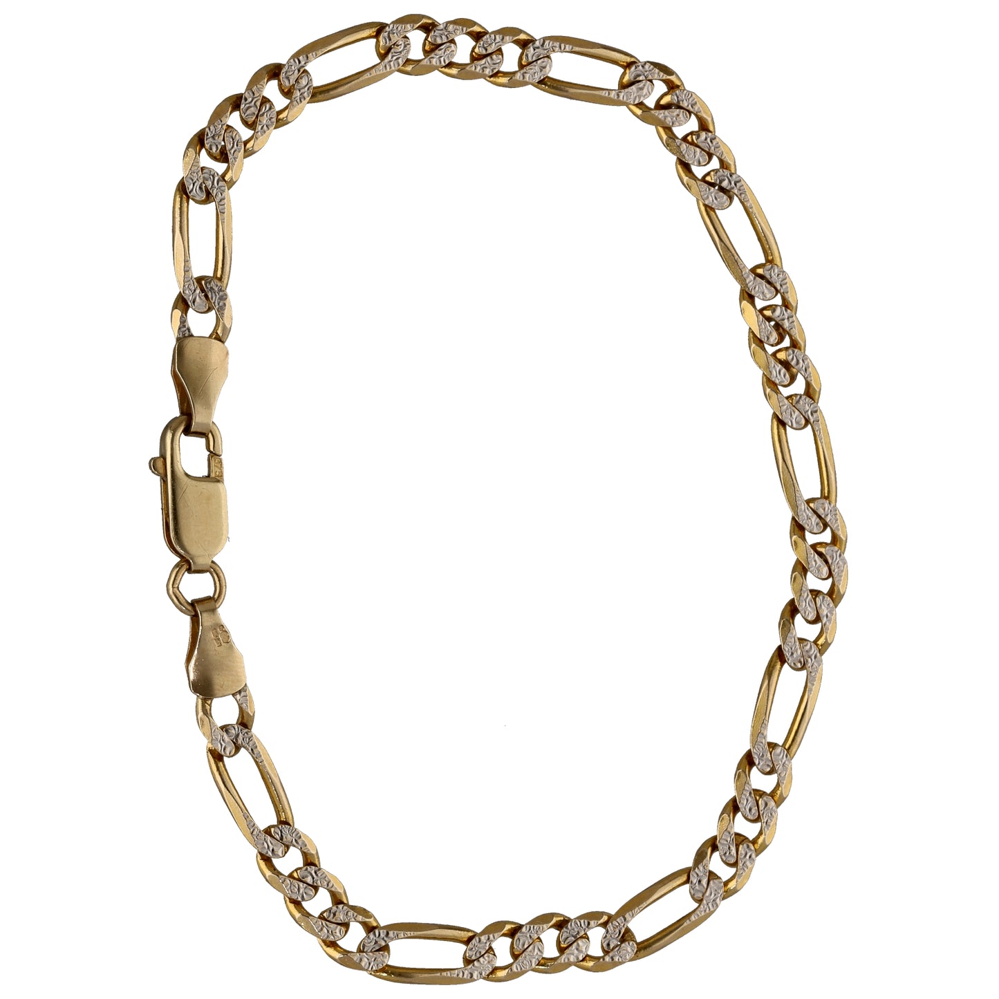9ct Bicolour Gold Figaro Bracelet