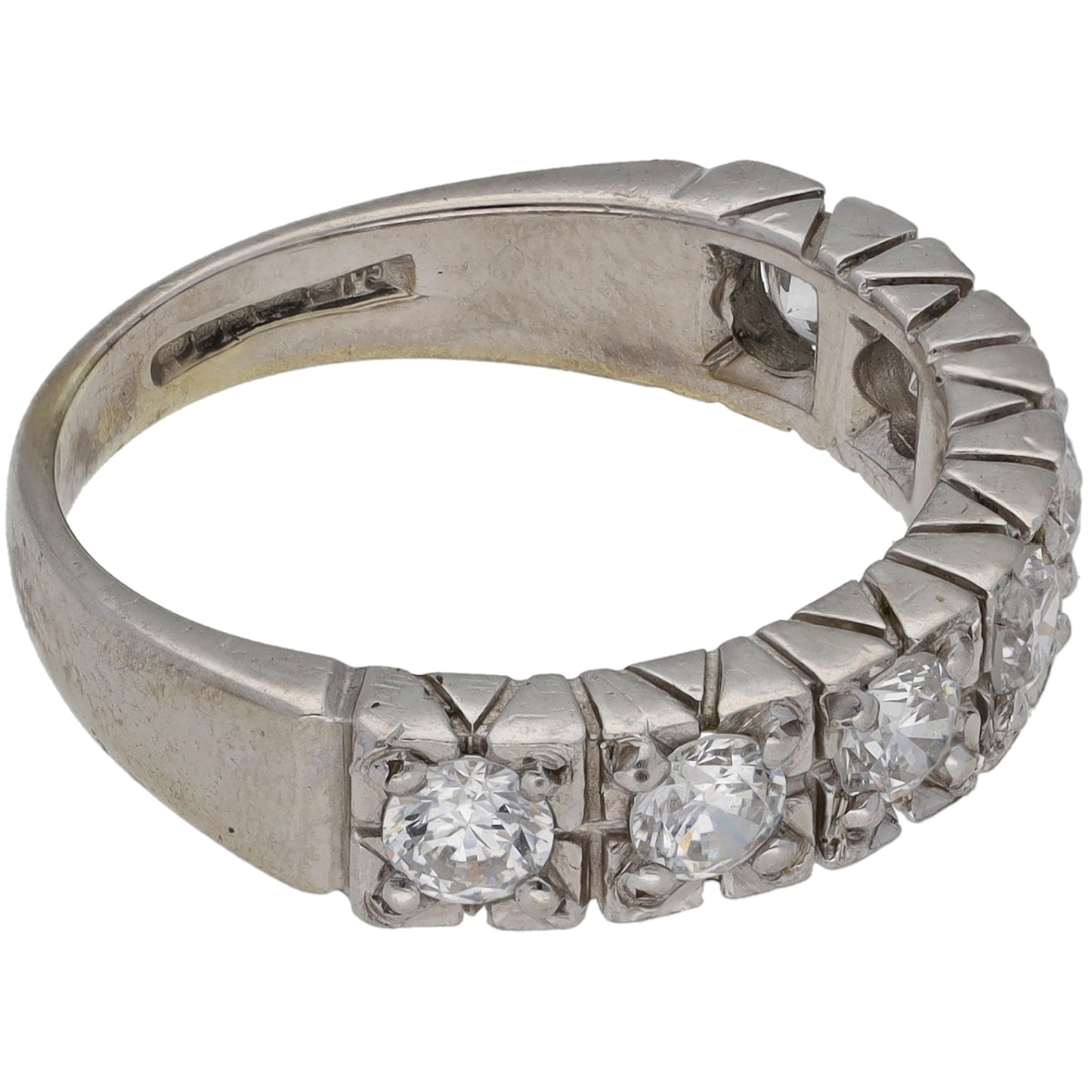 9ct White Gold Cubic Zirconia Half Eternity Ring Size R