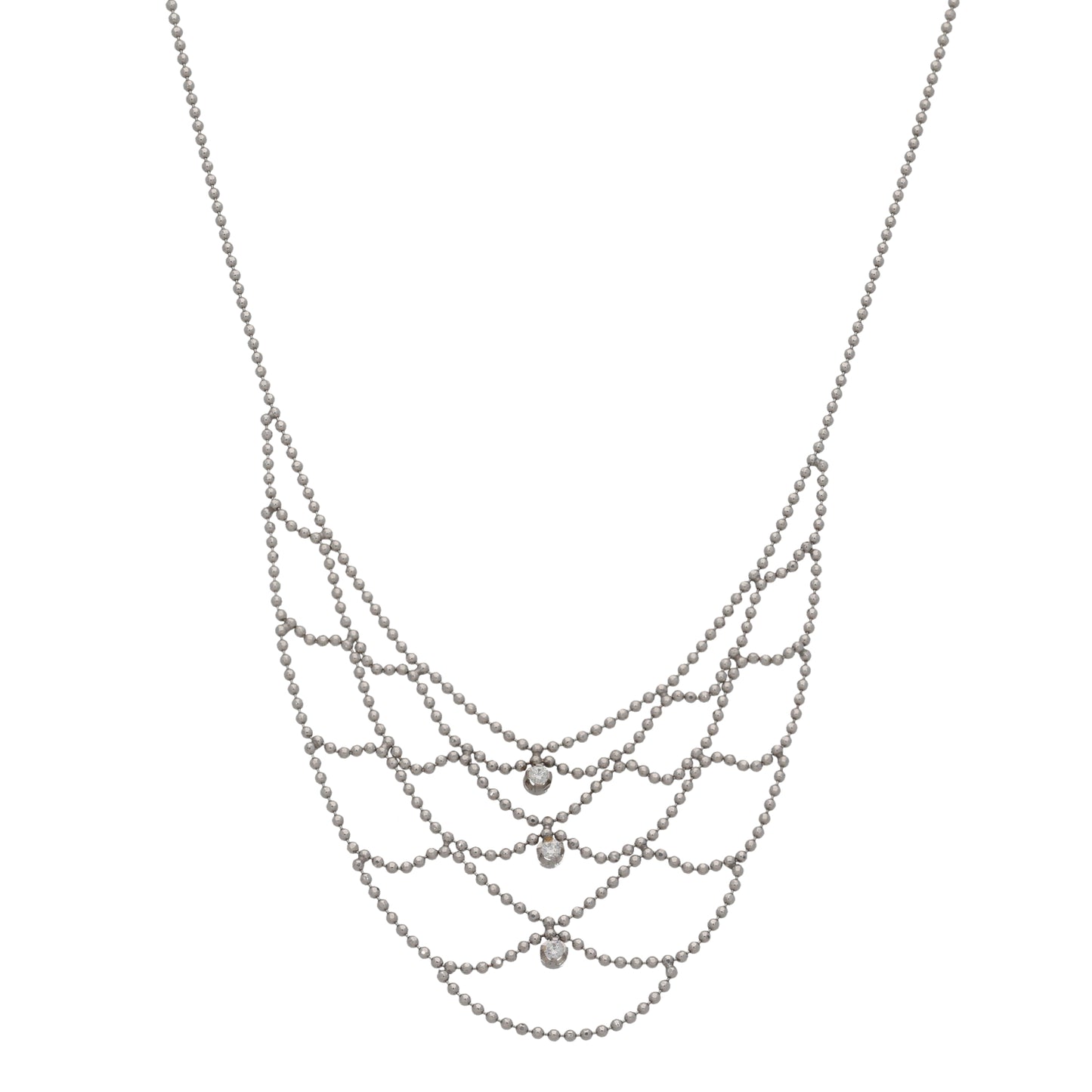 9ct White Gold Cubic Zirconia Fancy Necklace 14"