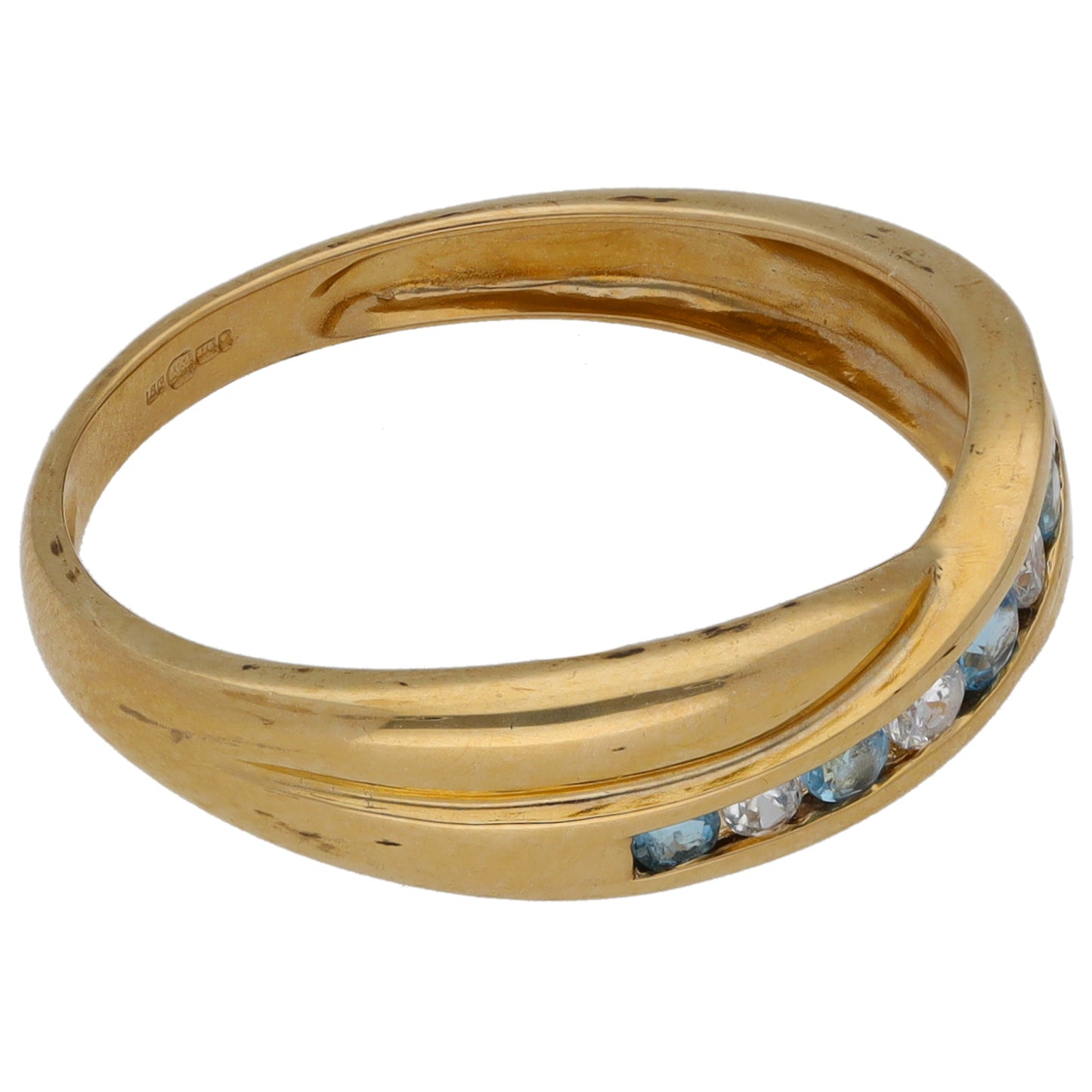 9ct Gold Topaz & Cubic Zirconia Half Eternity Ring Size P