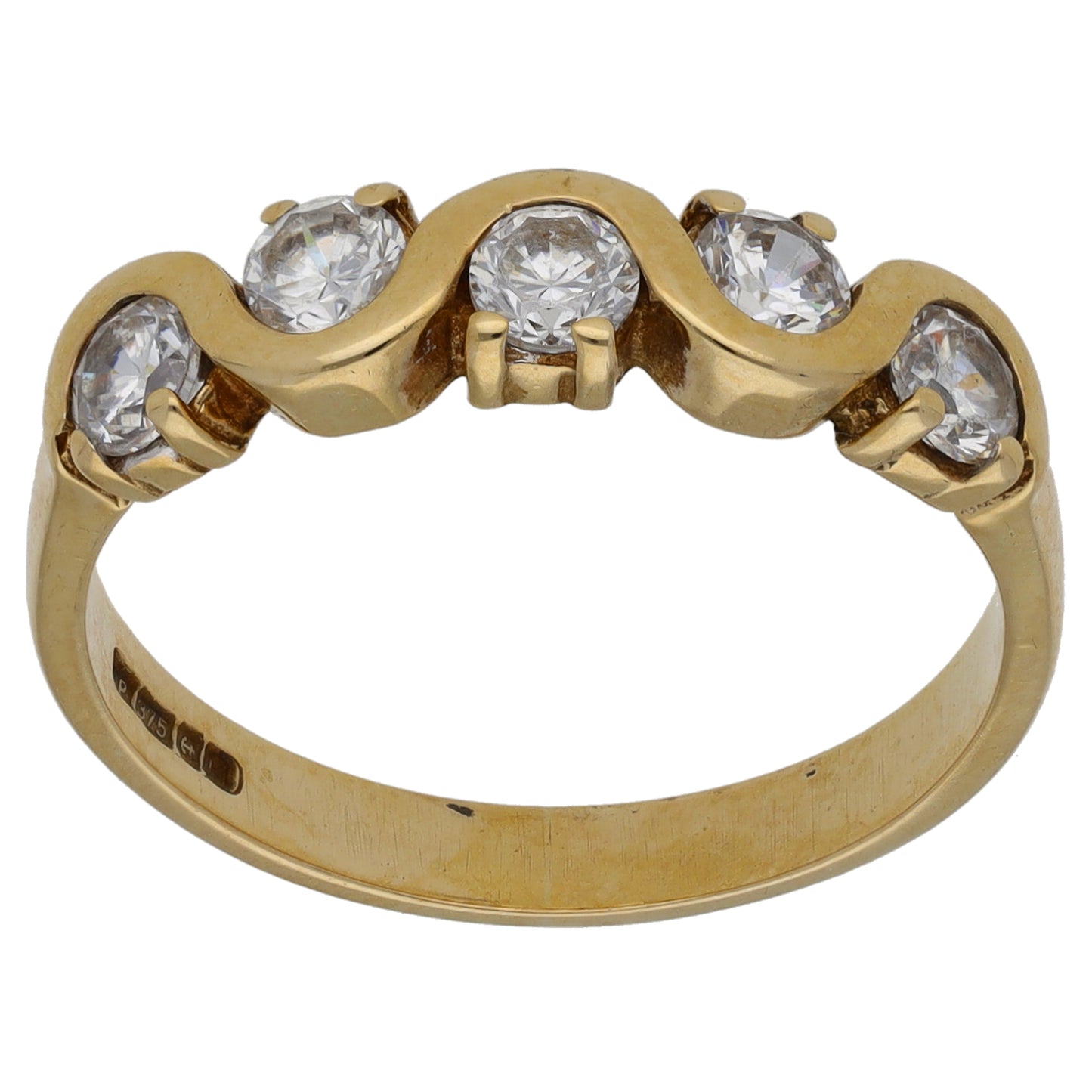 9ct Gold Cubic Zirconia Half Eternity Ring Size O