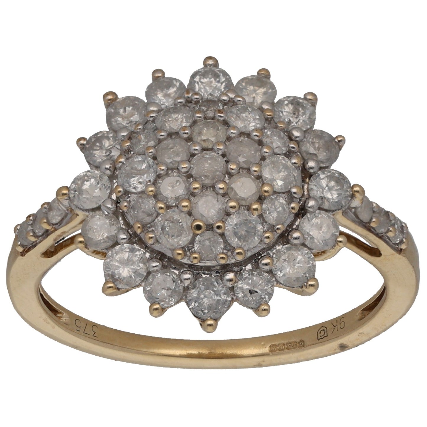 9ct Gold 0.92ct Diamond Cluster Ring Size L
