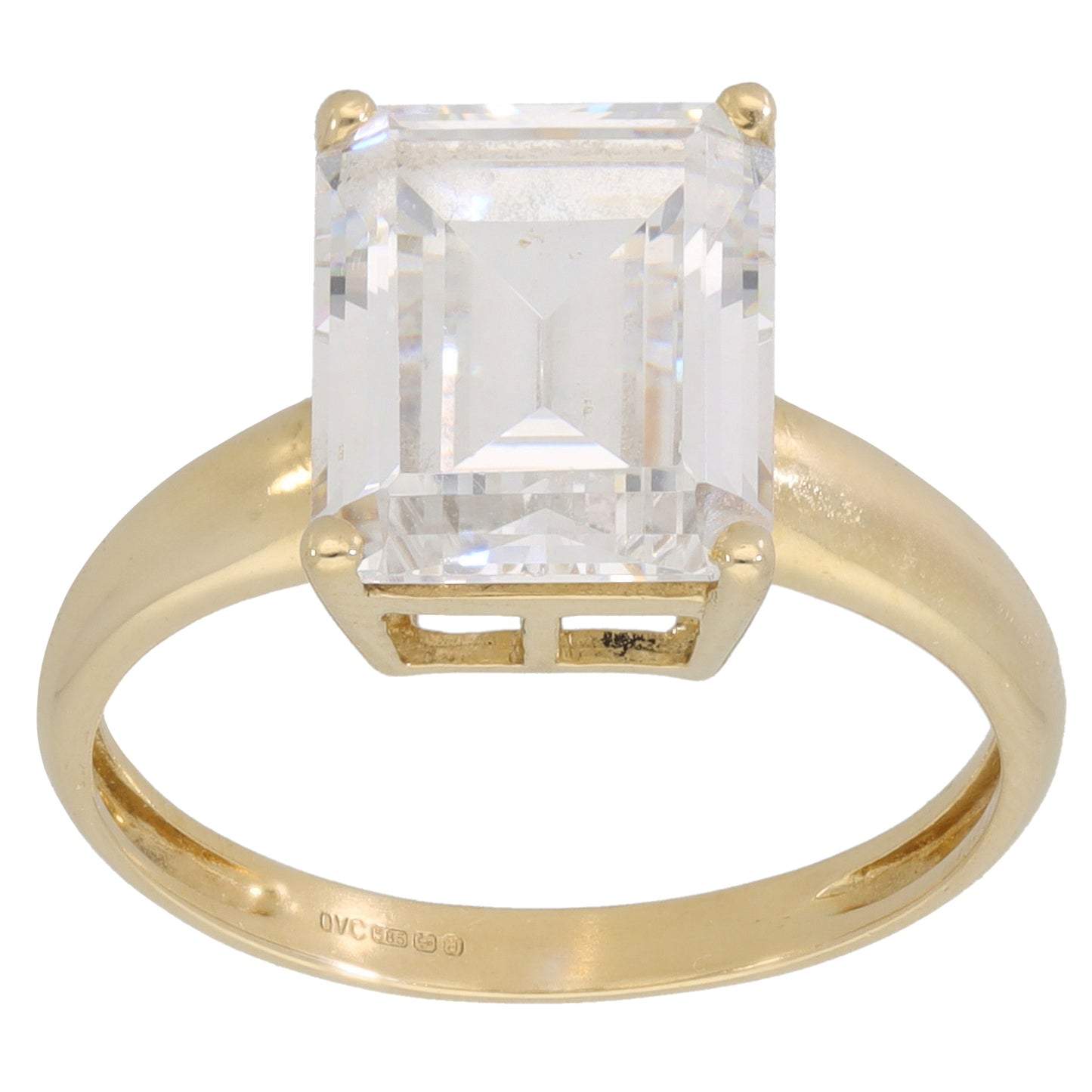 14ct Gold Cubic Zirconia Single Stone Ring Size Q