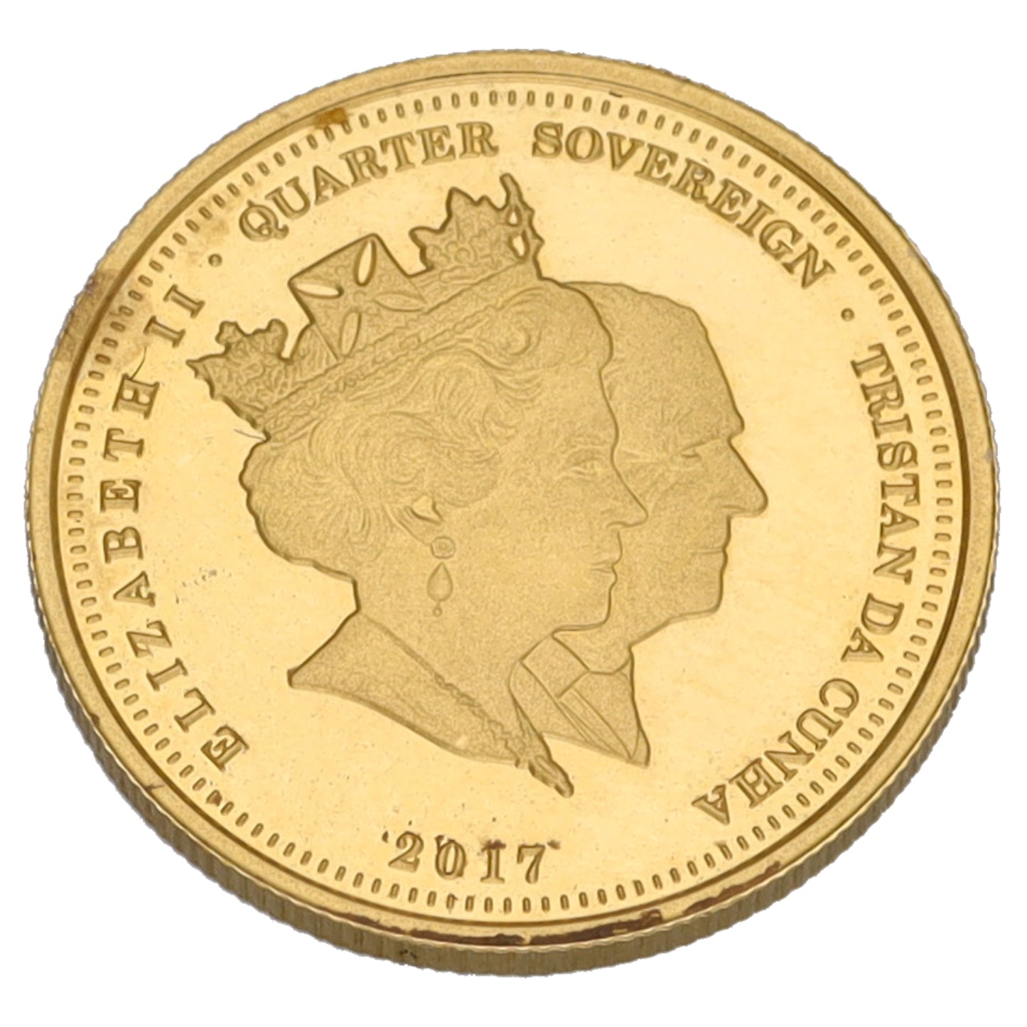 22ct Gold Elizabeth & Phillip Quarter Sovereign Coin 2017