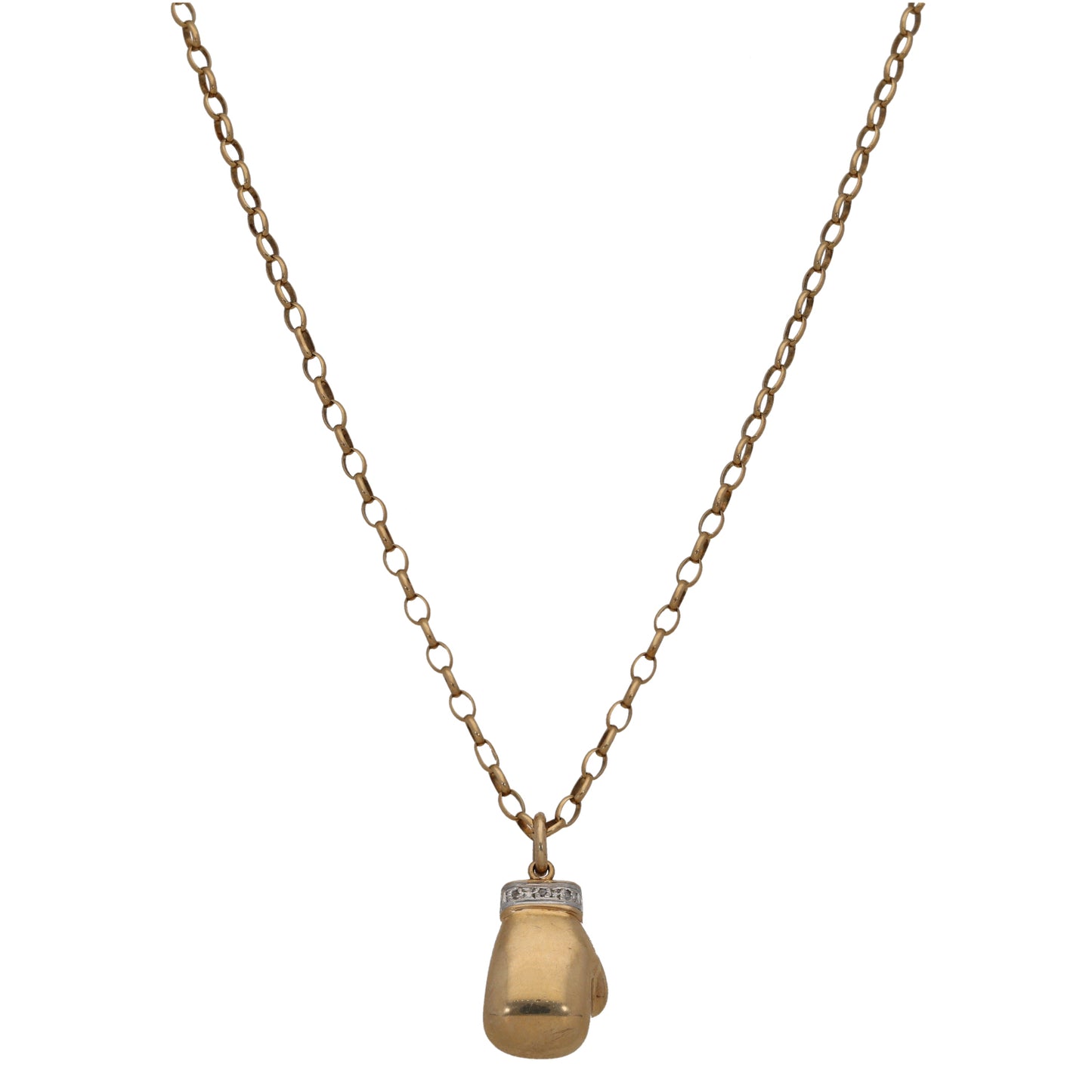 9ct Gold 0.015ct Diamond Boxing Glove Pendant With Chain