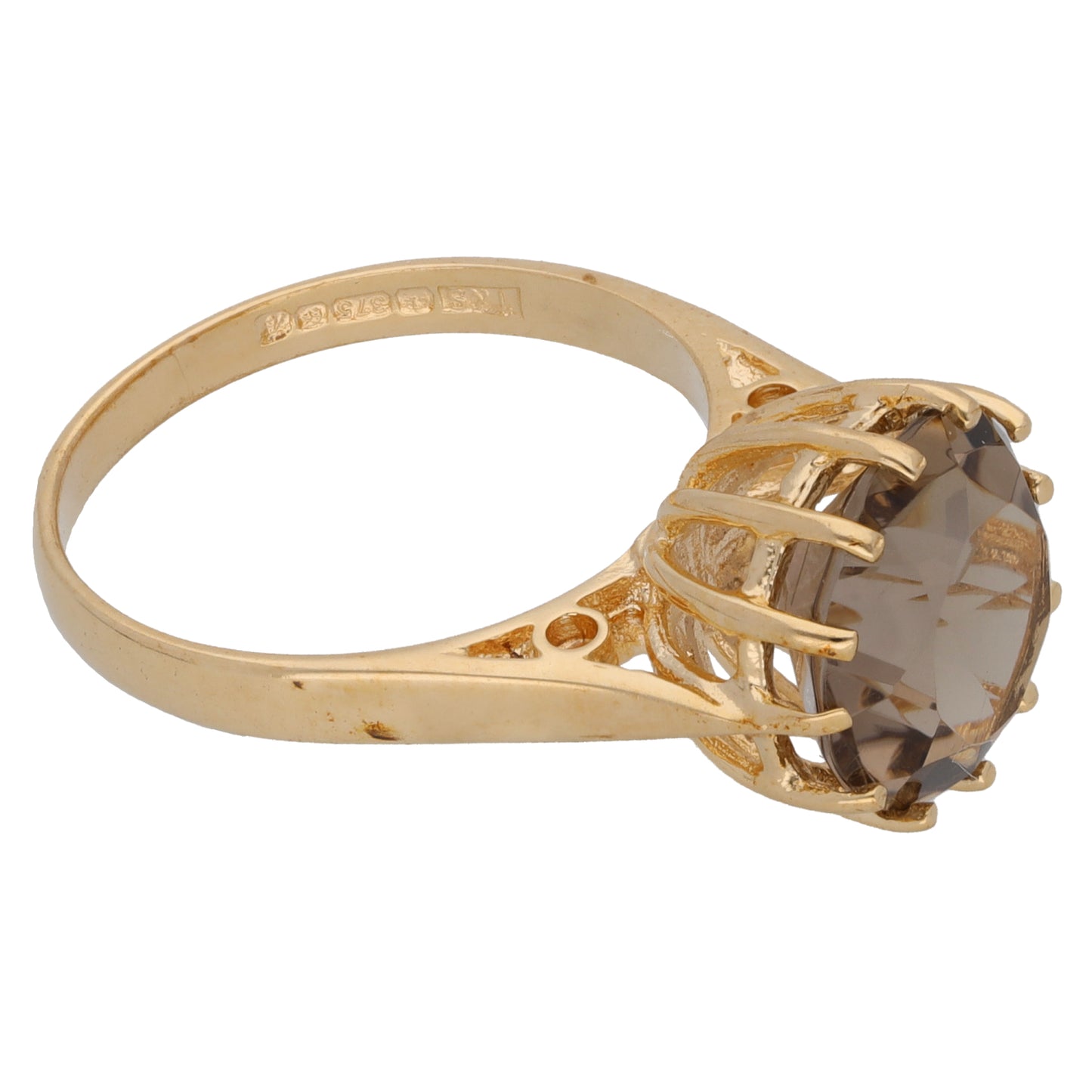 9ct Gold Smoky Quartz Single Stone Ring Size K