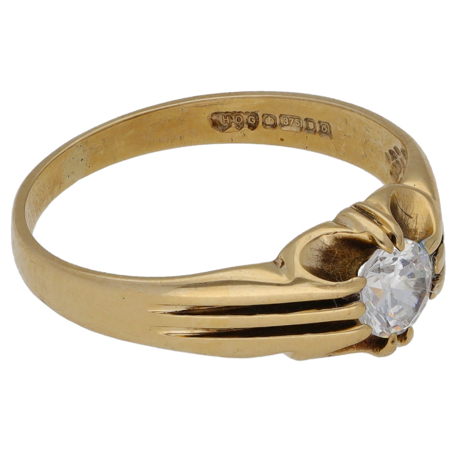 9ct Gold Cubic Zirconia Single Stone Ring Size M