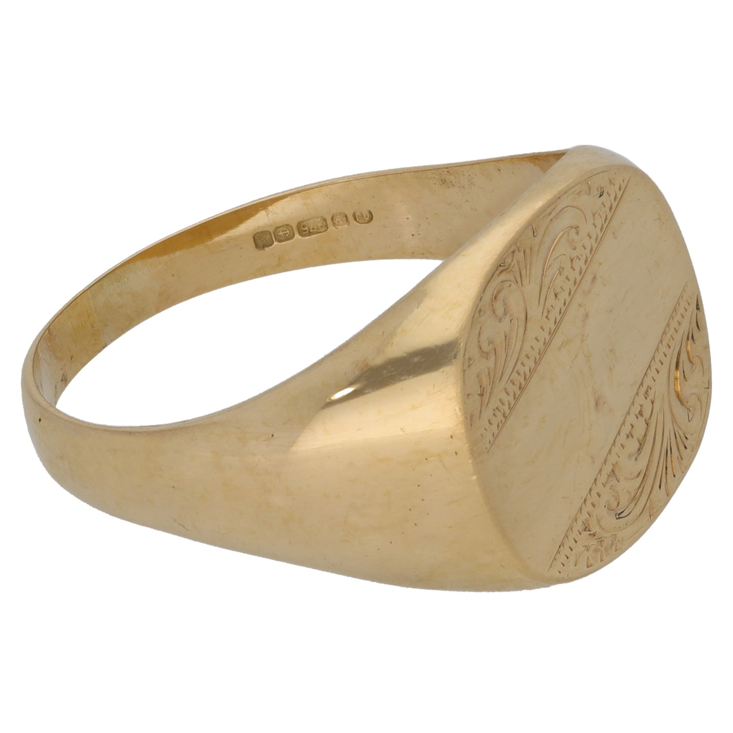 9ct Gold Patterned Signet Ring Size U