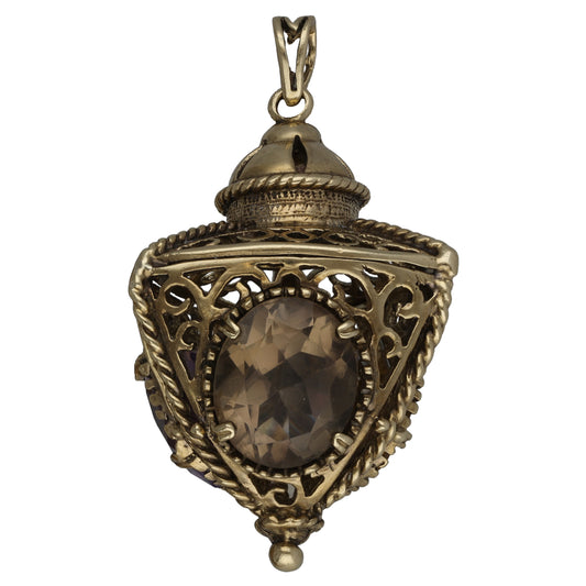 9ct Gold Citrine & Amethyst & Smoky Quartz Alternative Pendant