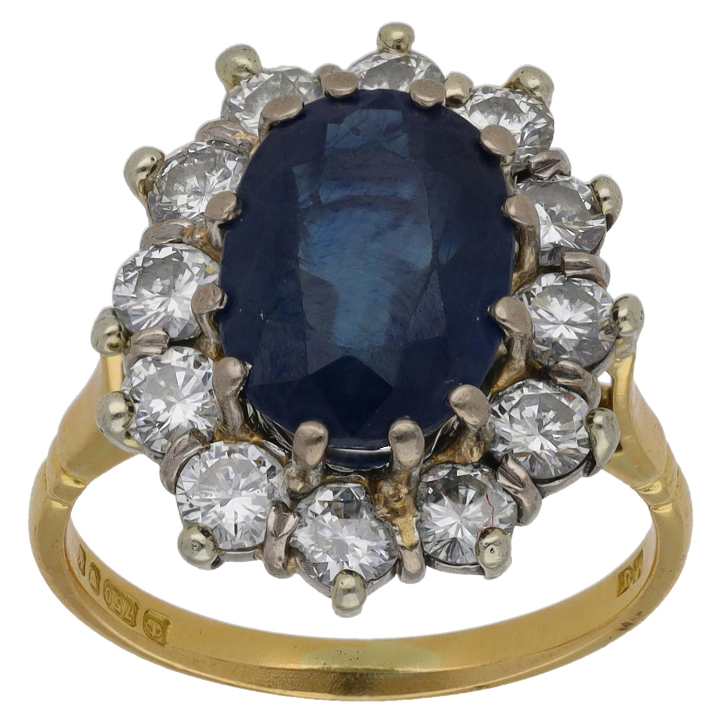 18ct Gold 1.20ct Diamond & Sapphire Cluster Ring Size K