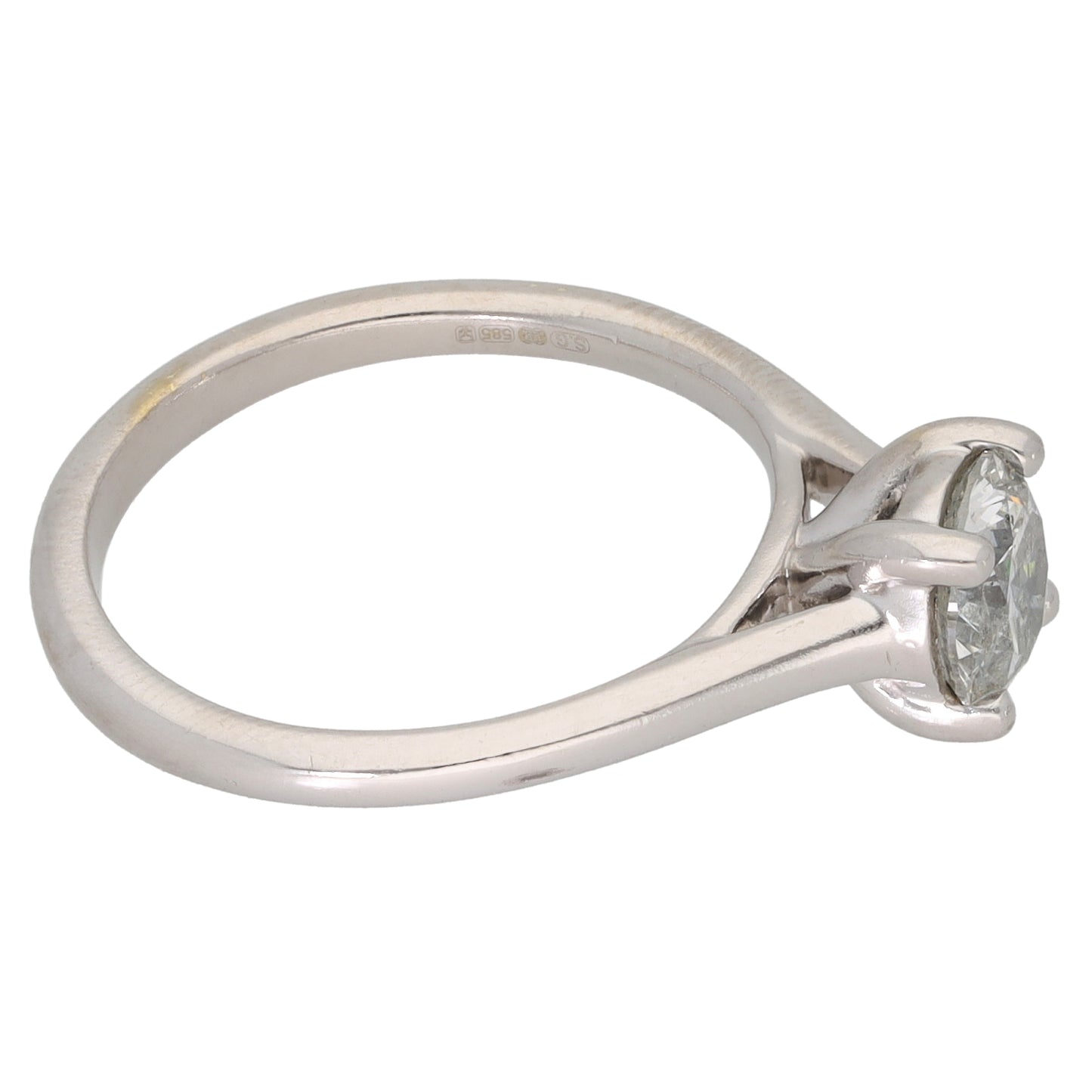 14ct White Gold 1.00ct Diamond Solitaire Ring Size M