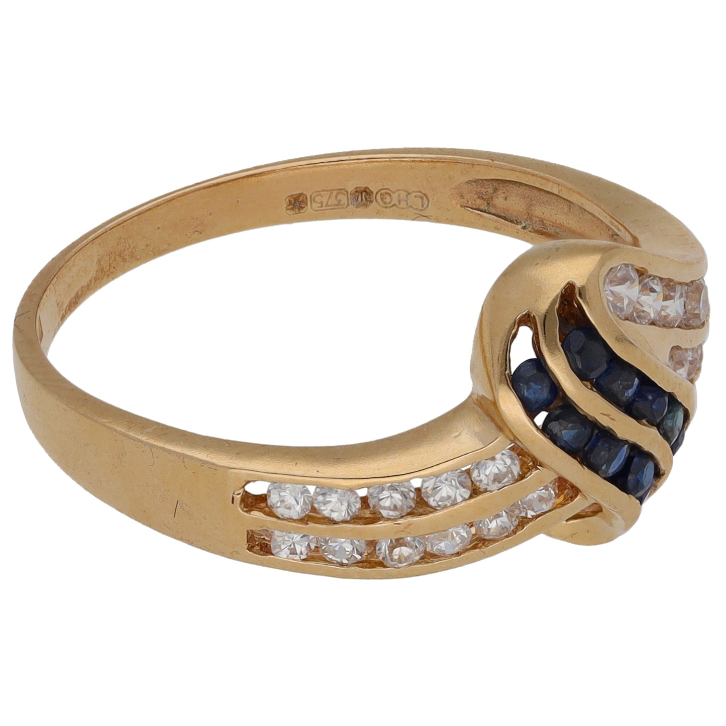 9ct Gold Sapphire & Cubic Zirconia Dress/Cocktail Ring Size O