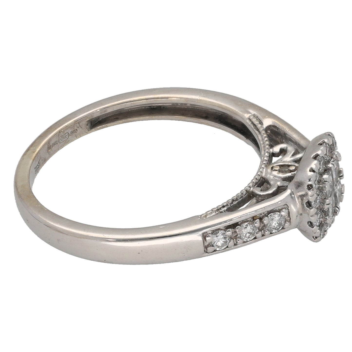 9ct White Gold 0.41ct Diamond Dress/Cocktail Ring Size L