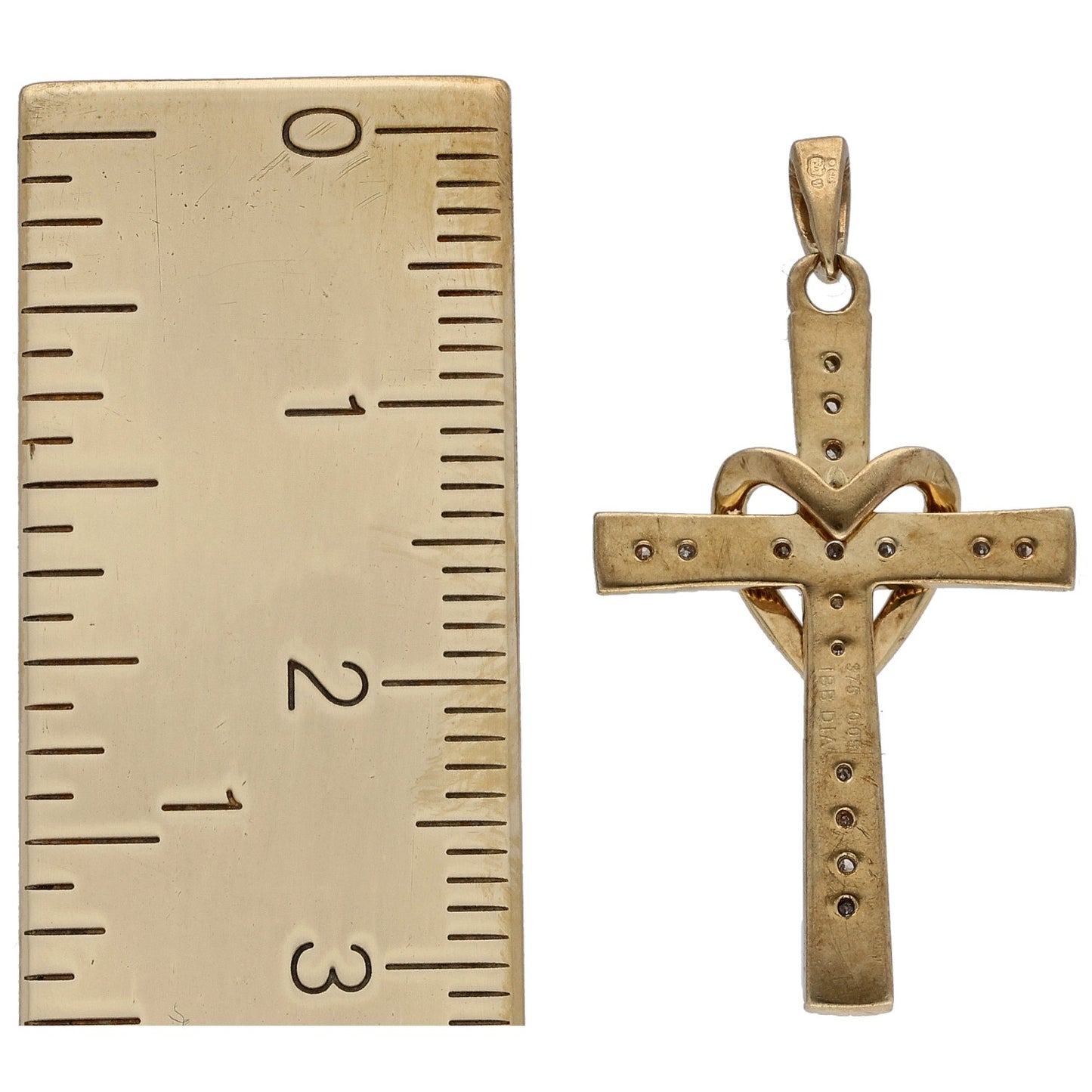 9ct Gold 0.05ct Diamond Cross Pendant