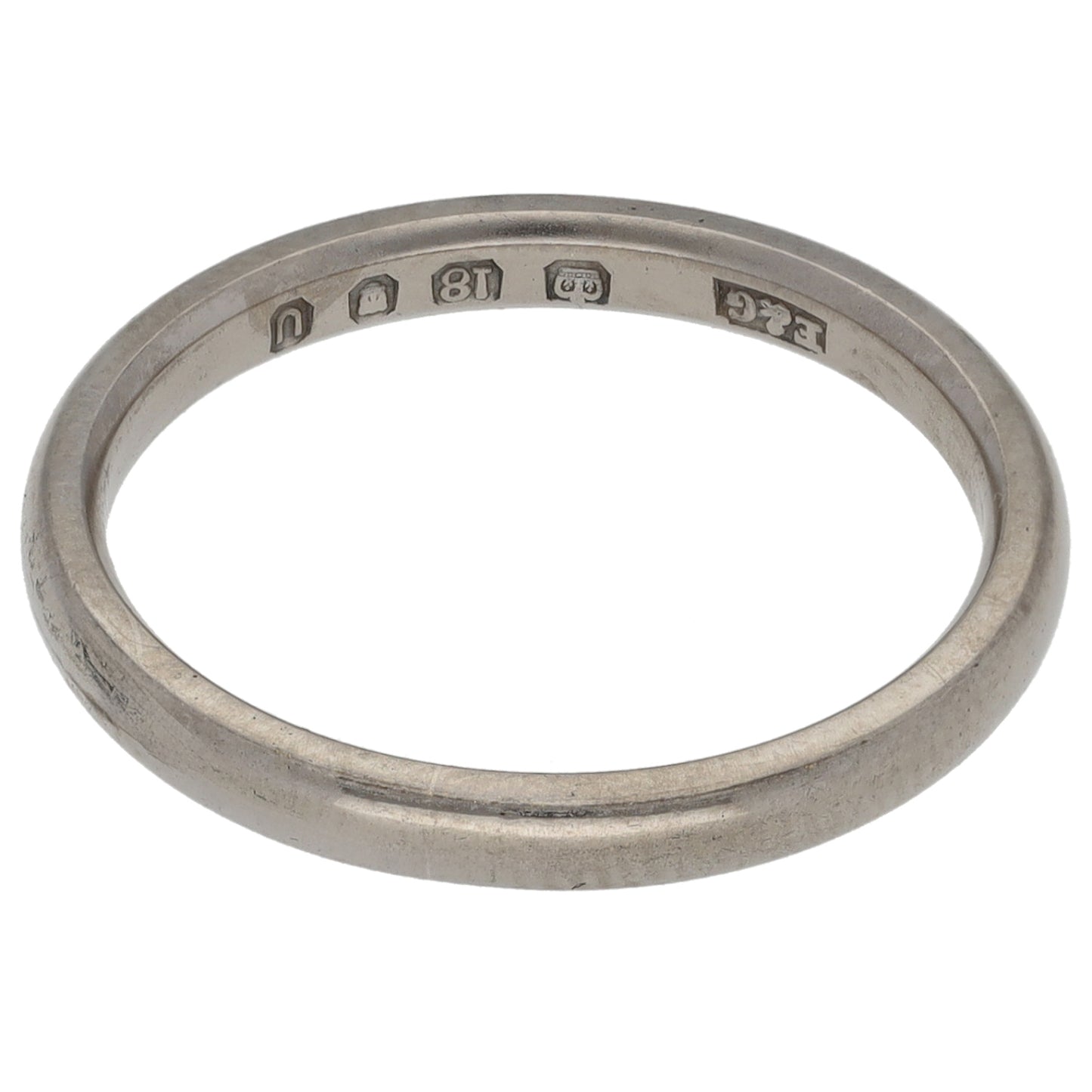 18ct White Gold Plain Wedding Ring Size L