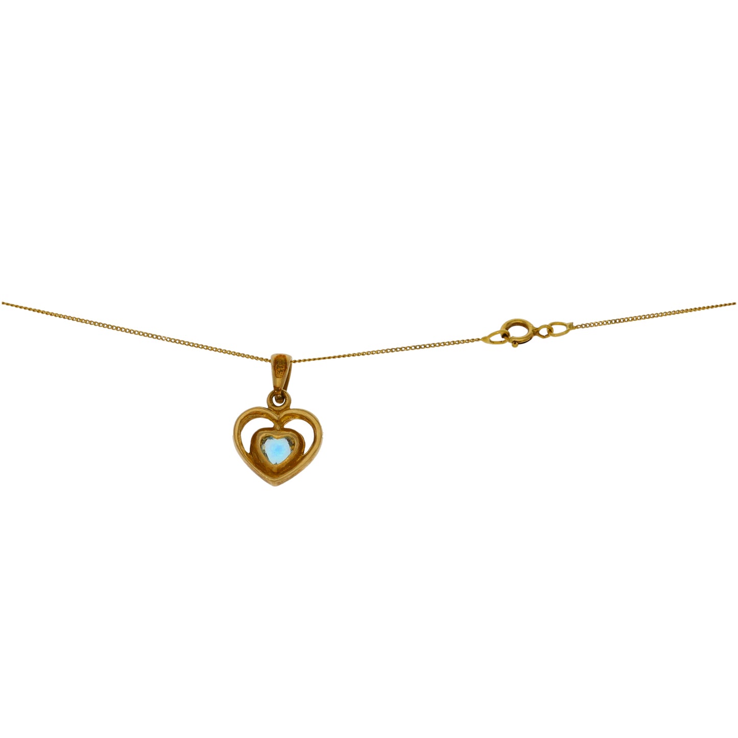 9ct Gold Topaz Heart Pendant With Chain
