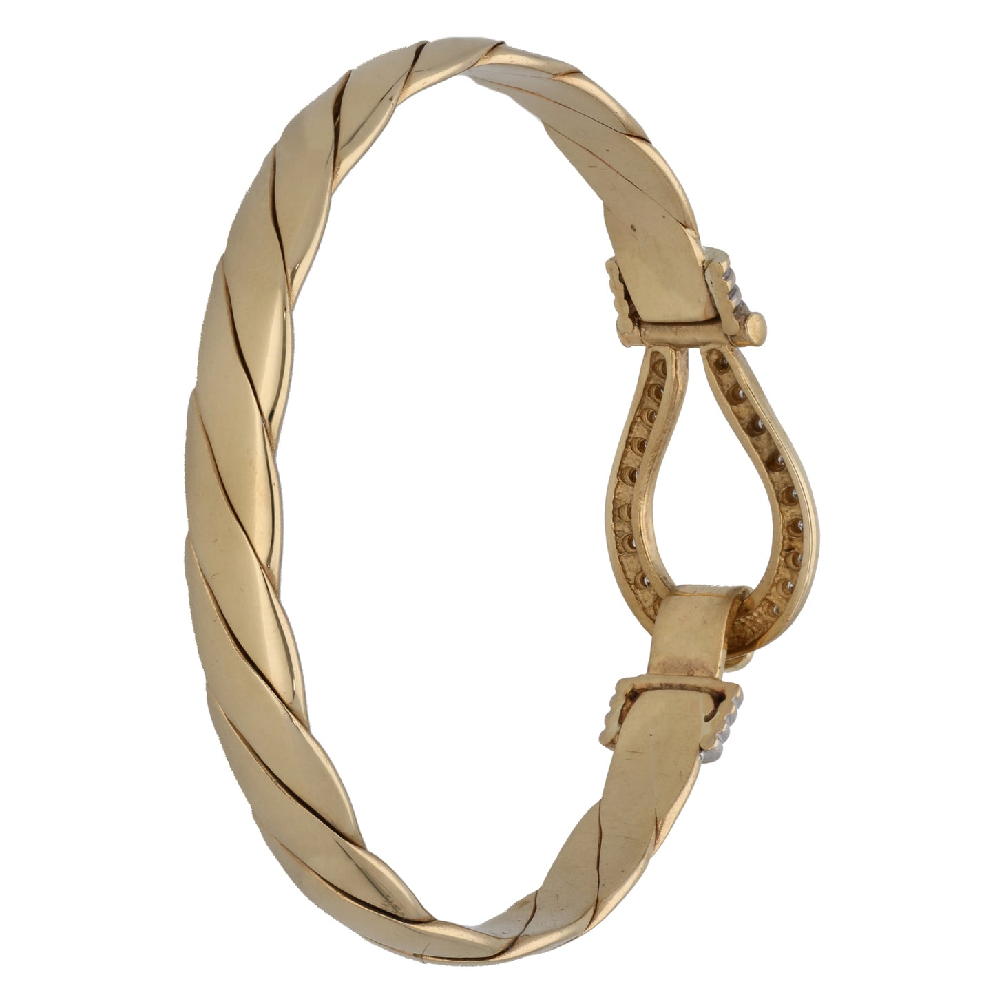 9ct Gold 0.18ct Diamond Hinged/Clasp Bangle