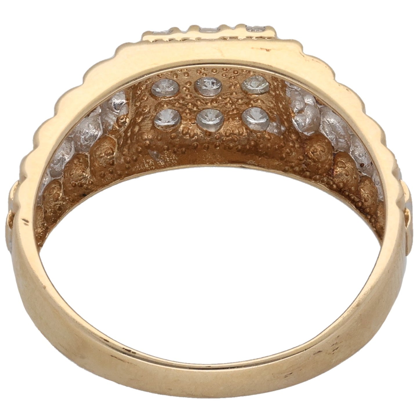 9ct Gold 0.45ct Diamond Patterned Signet Ring Size V