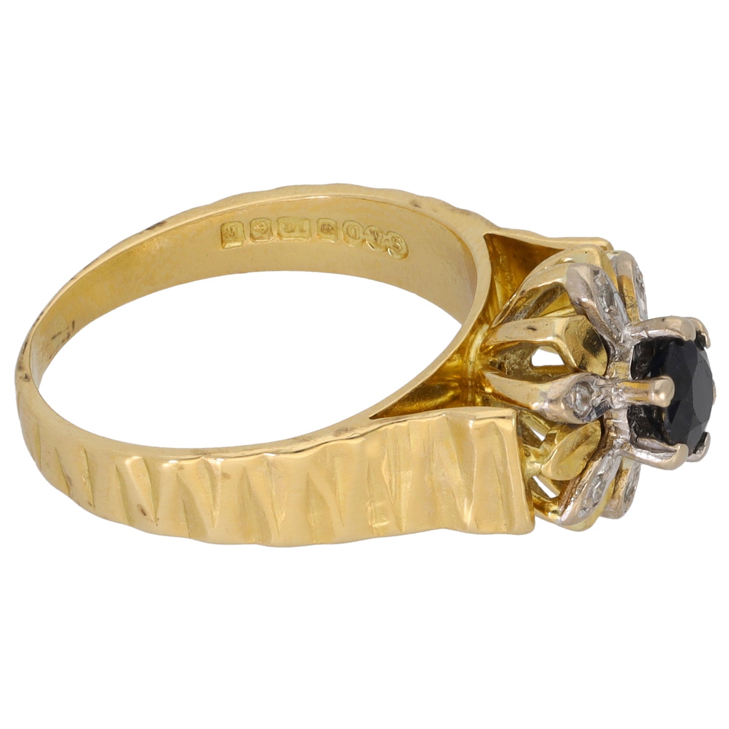 18ct Gold 0.03ct Diamond & Sapphire Dress/Cocktail Ring Size K