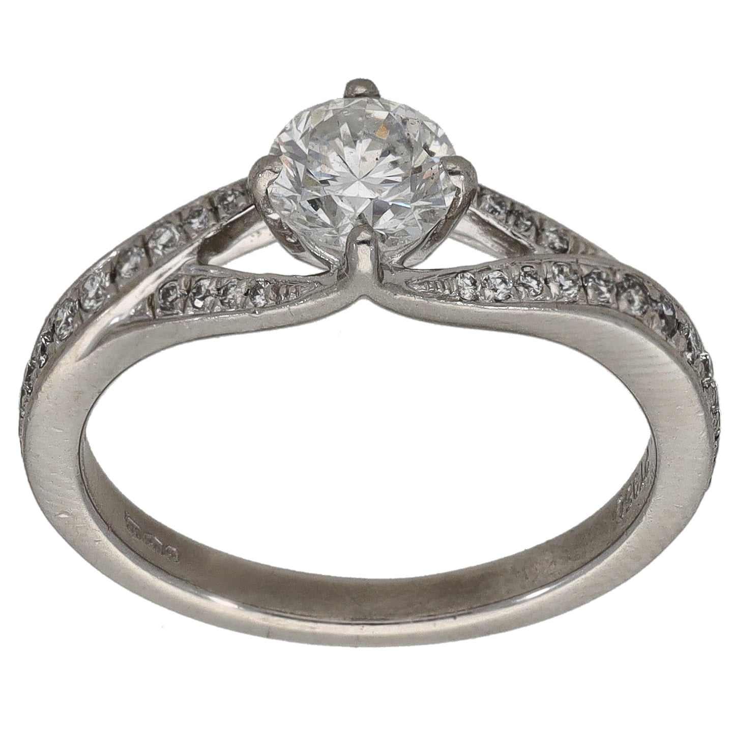 Platinum 0.77ct Diamond Solitaire Ring With Accent Stones Size M