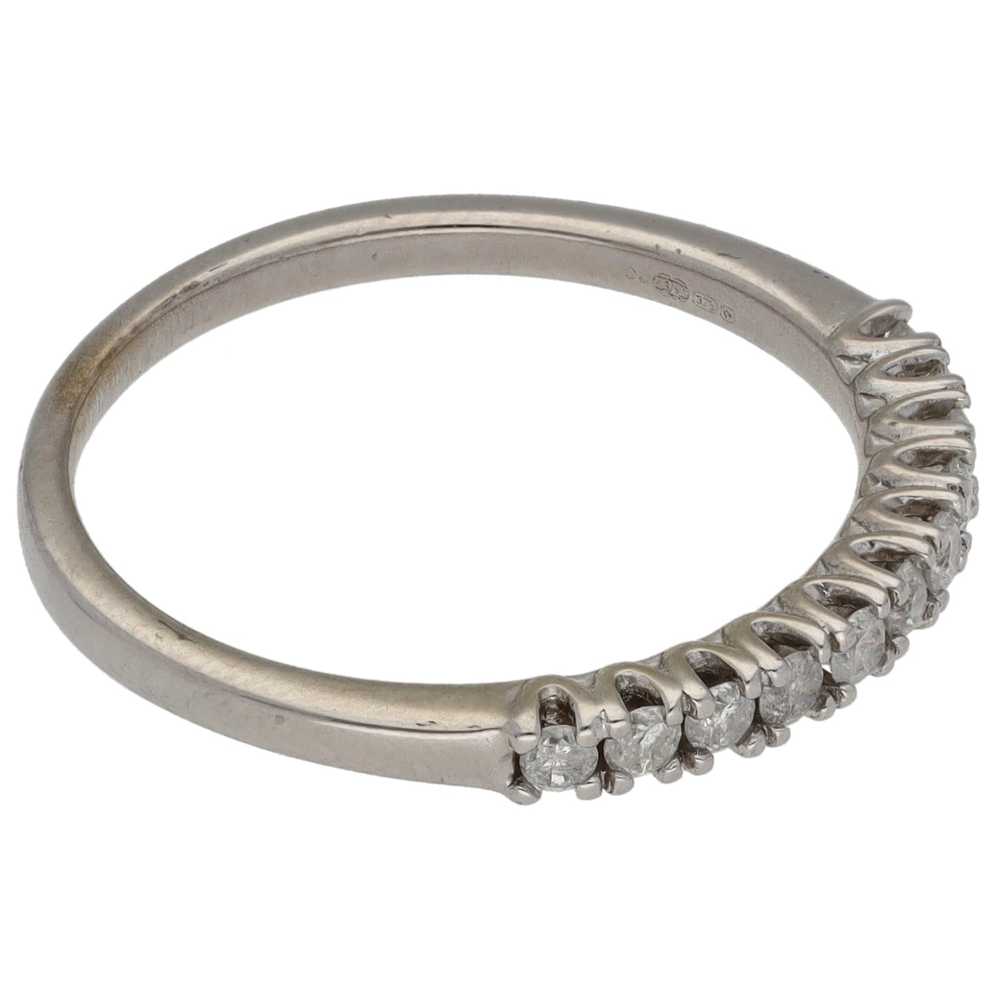 9ct White Gold 0.25ct Diamond Half Eternity Ring Size O