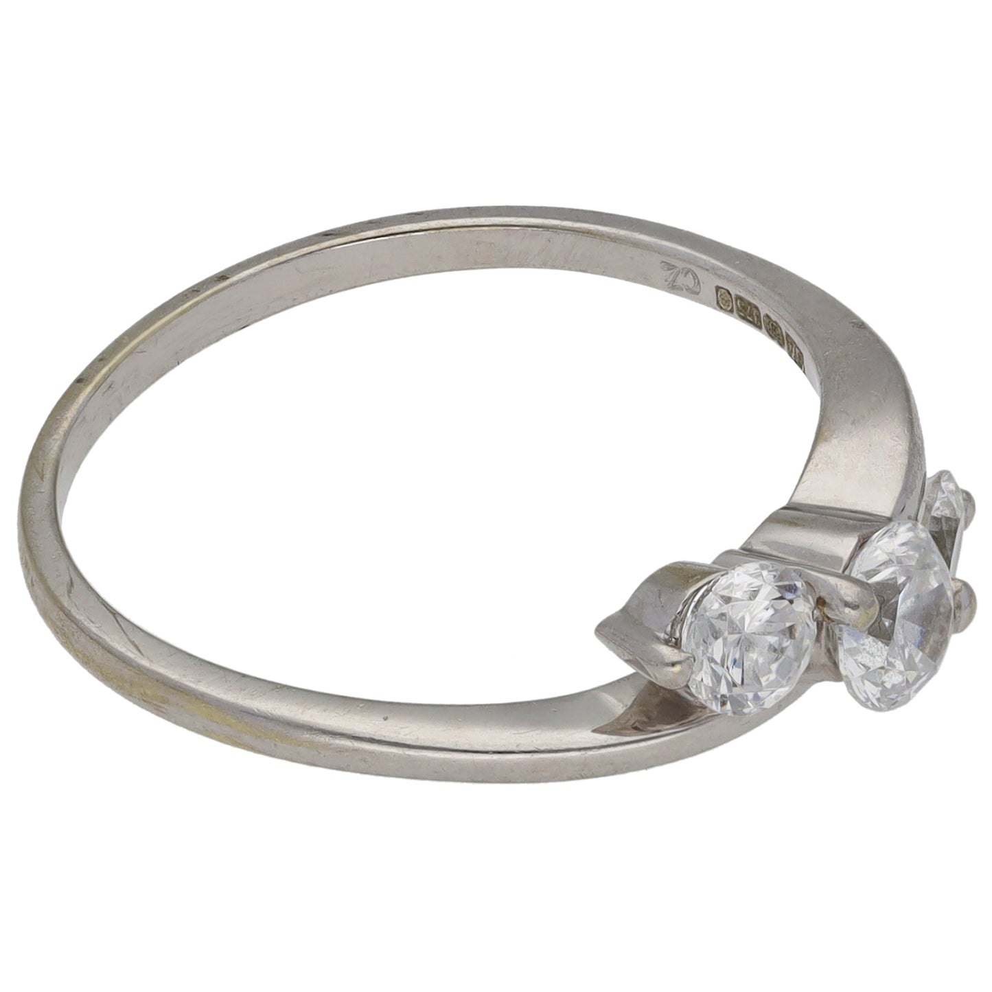 9ct White Gold Cubic Zirconia Trilogy Ring Size P