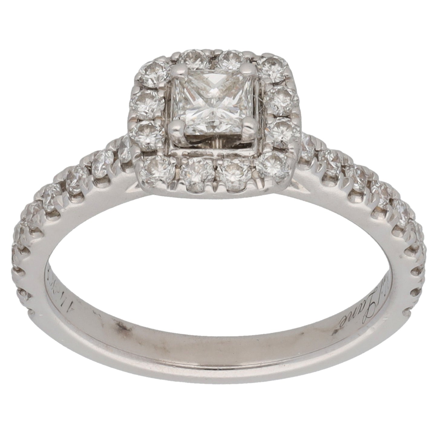 14ct White Gold 0.81ct Diamond Halo Ring Size L