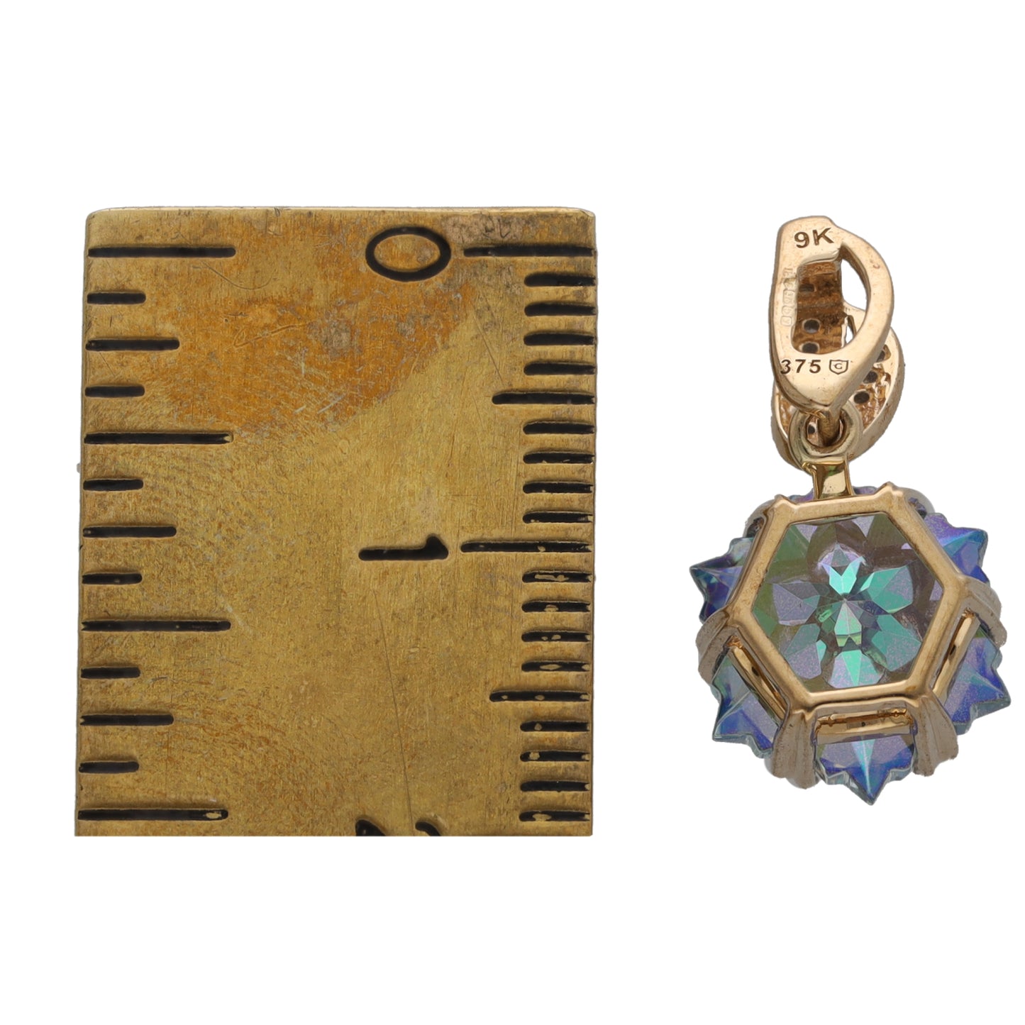 9ct Gold Coated Topaz & Imitation Gems Dress/Cocktail Pendant
