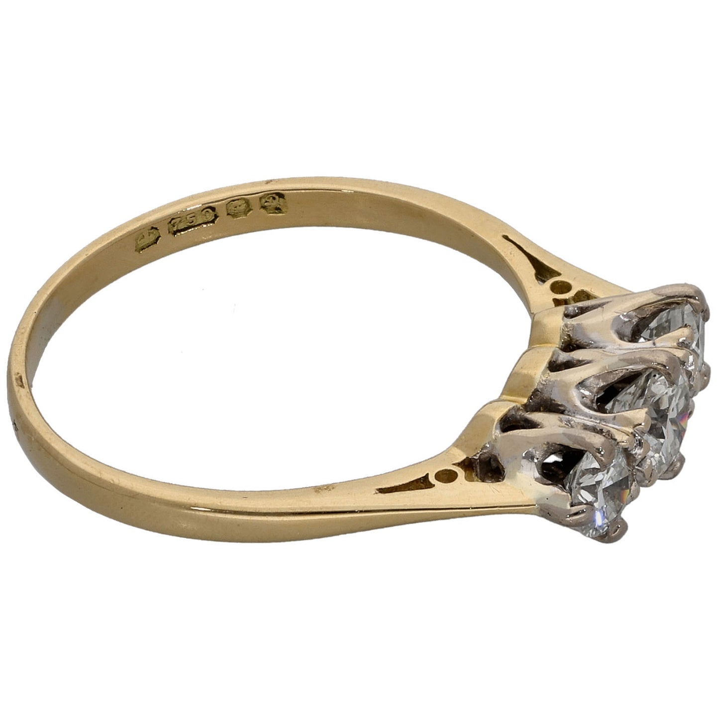 18ct Gold 0.55ct Diamond Trilogy Ring Size N