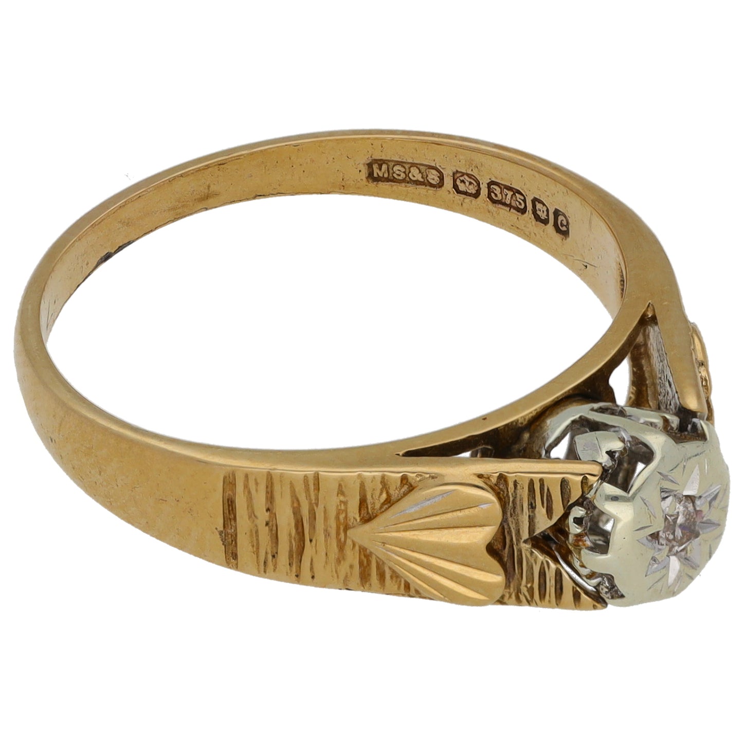 9ct Gold 0.03ct Diamond Solitaire Ring Size O