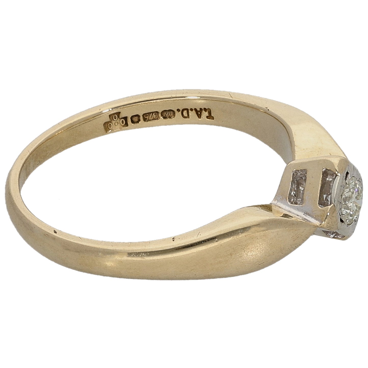 9ct Bicolour Gold 0.10ct Diamond Solitaire Ring Size K