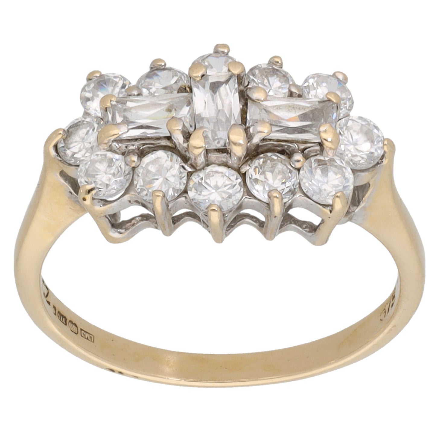 9ct Gold Cubic Zirconia Cluster Ring Size L