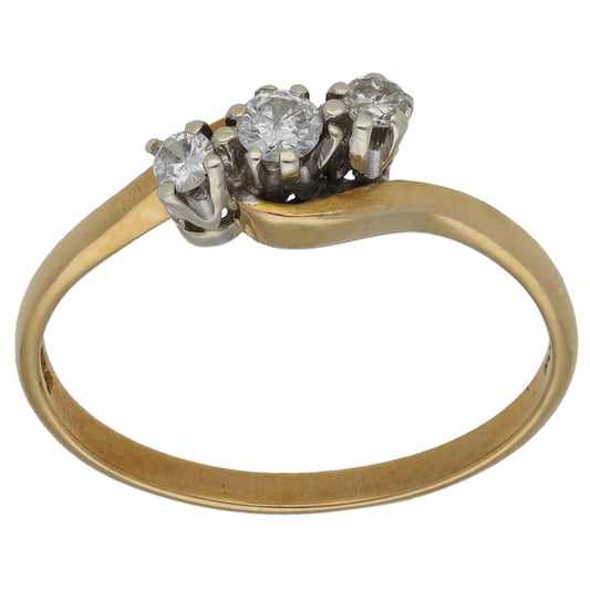 9ct Gold 0.20ct Diamond Trilogy Ring Size P