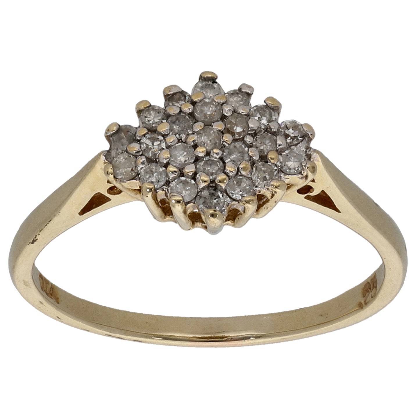 9ct Gold 0.25ct Diamond Cluster Ring Size P
