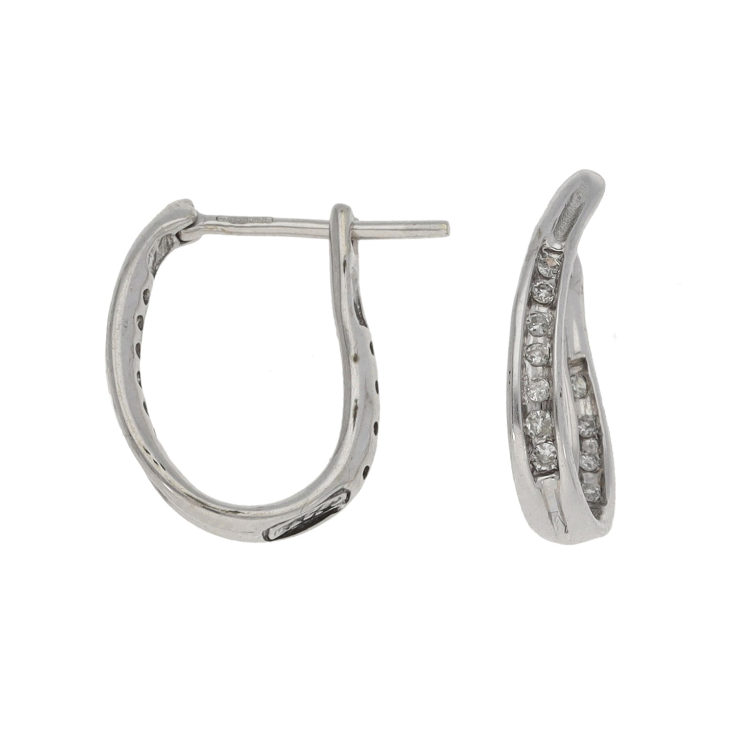 9ct White Gold 0.11ct Diamond Hoop Earrings