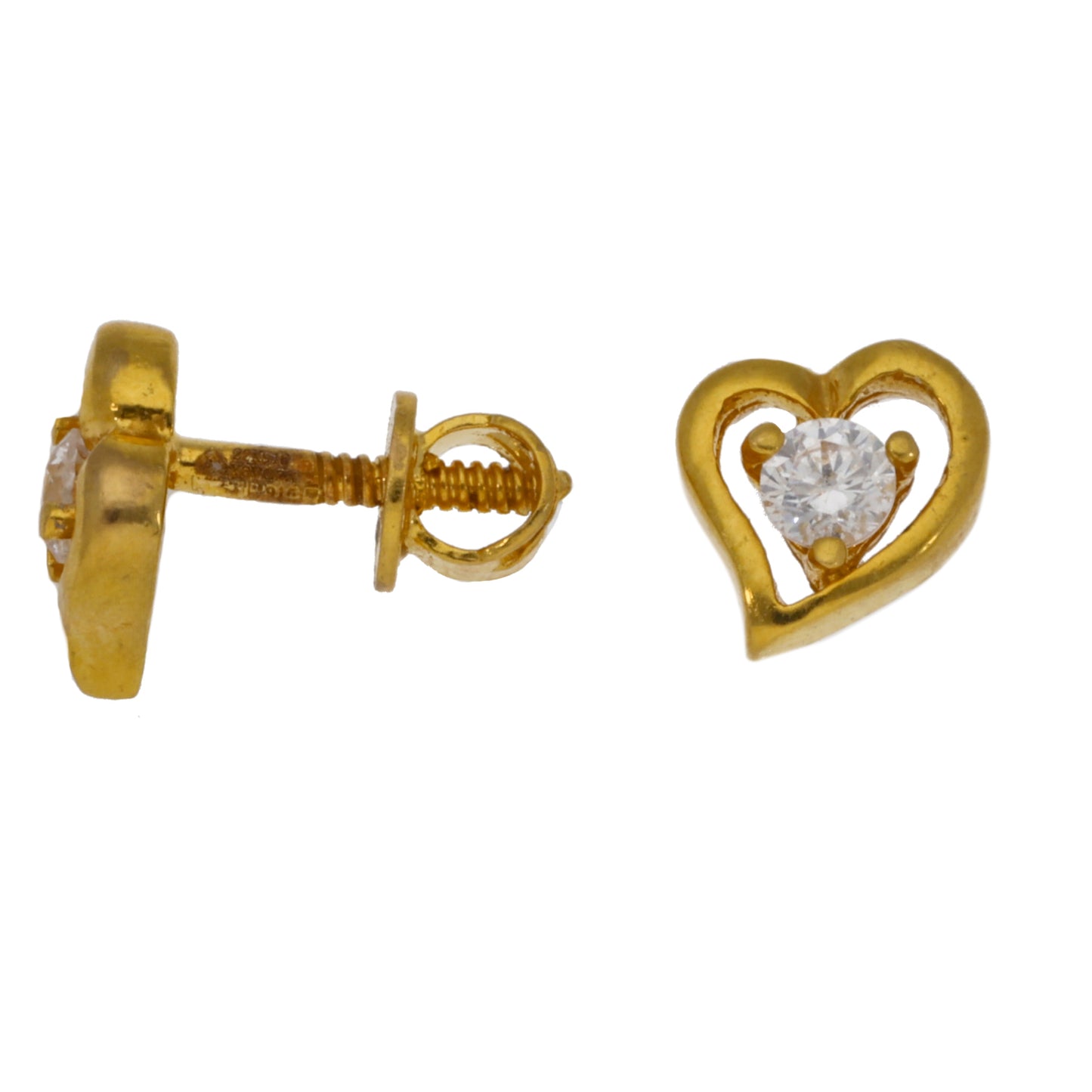 22ct Gold Cubic Zirconia Solitaire Earrings