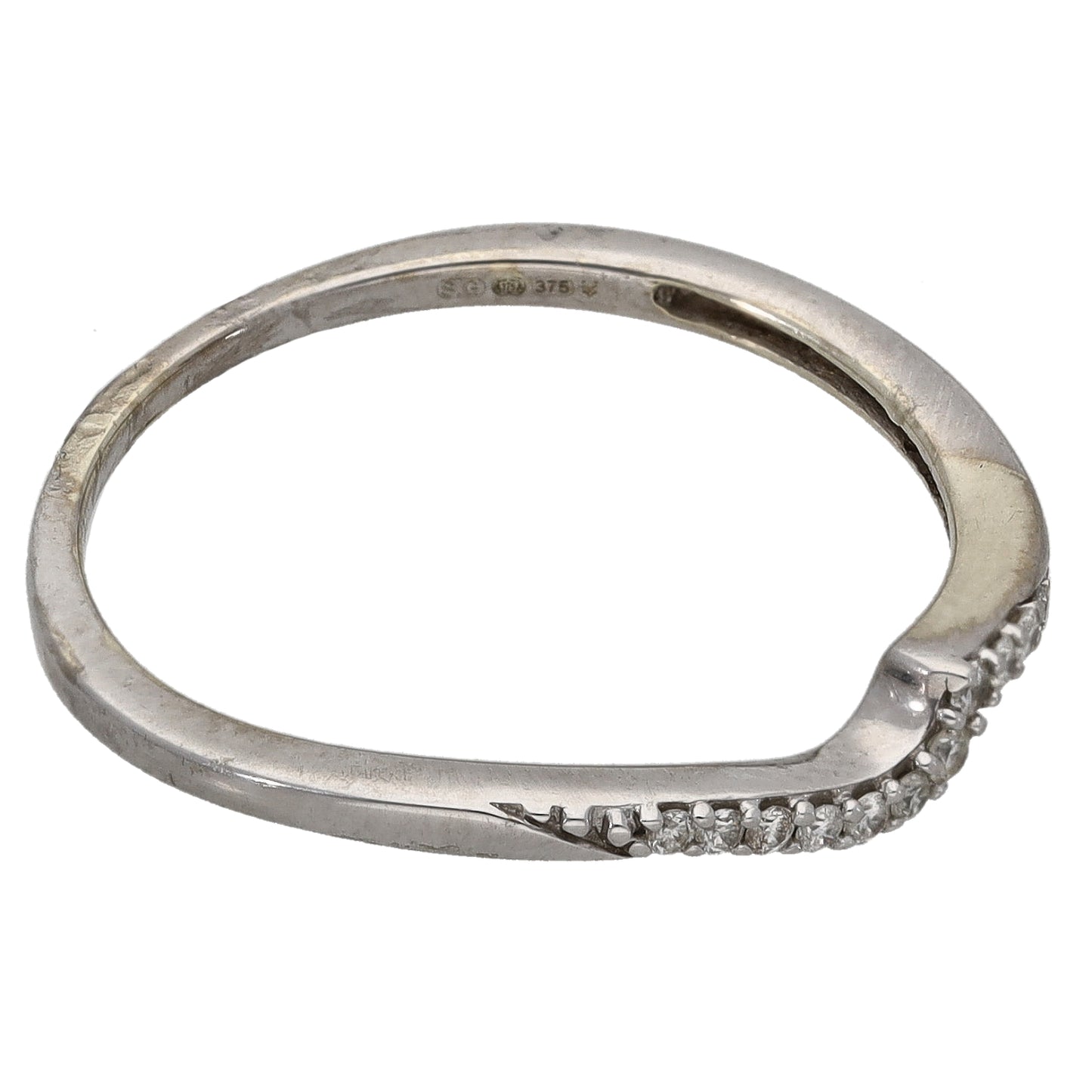 9ct White Gold 0.055ct Round Half Eternity Ring Size P
