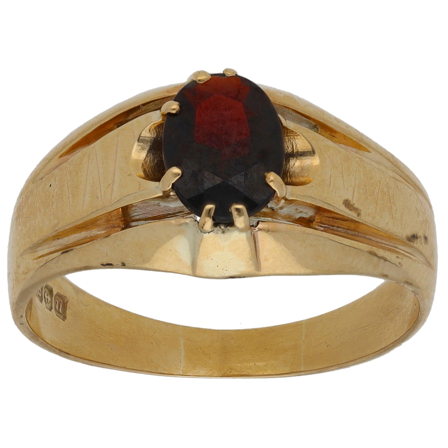 9ct Gold Garnet Single Stone Ring Size U