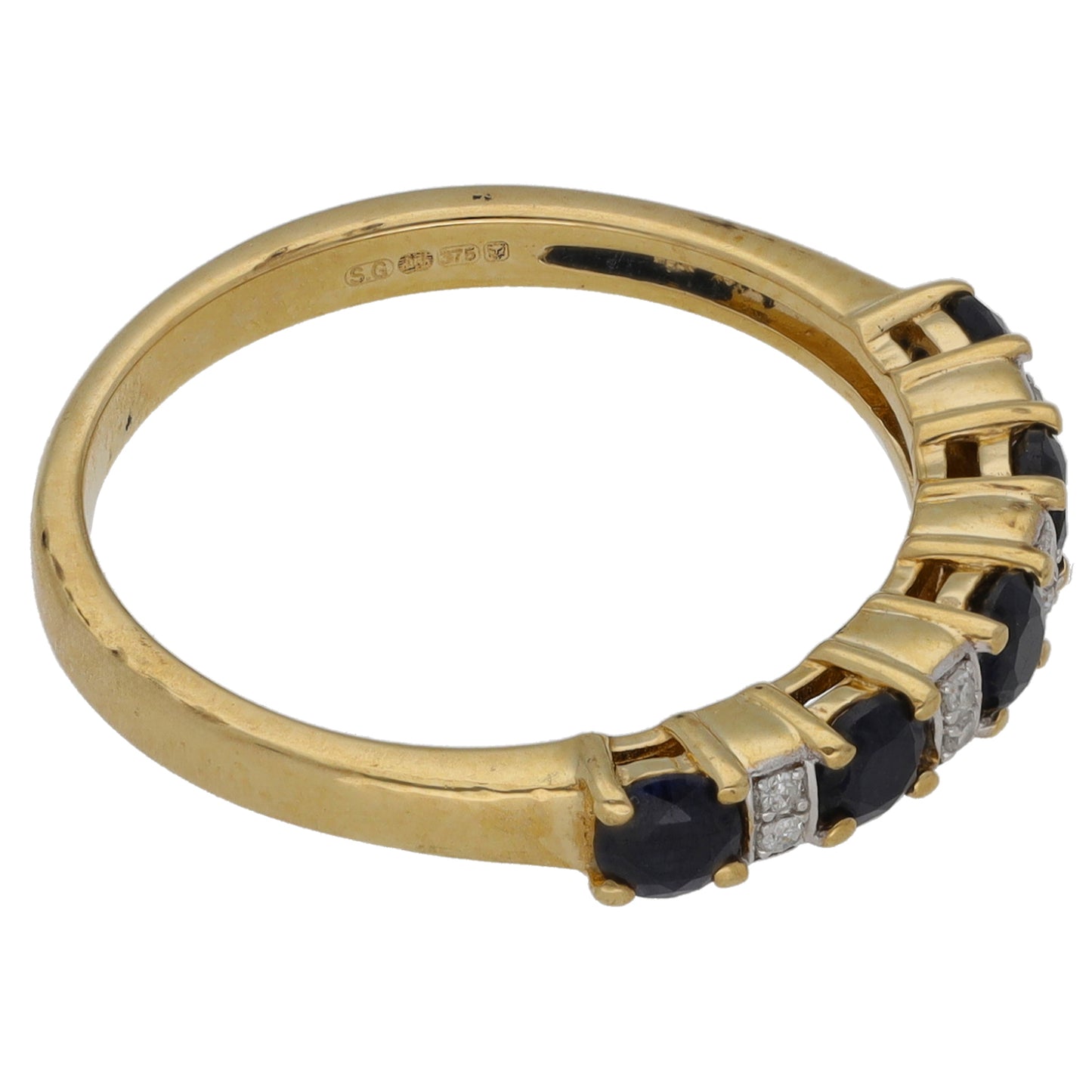 9ct Gold Sapphire & 0.04ct Diamond Half Eternity Ring Size N